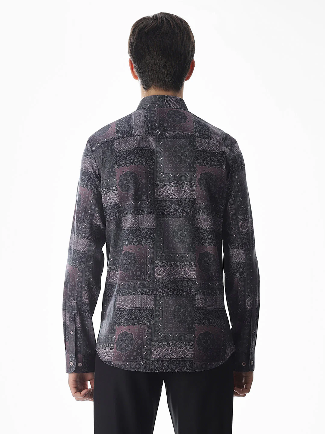 Printed Purple Slim Fit Shirt - Image 9