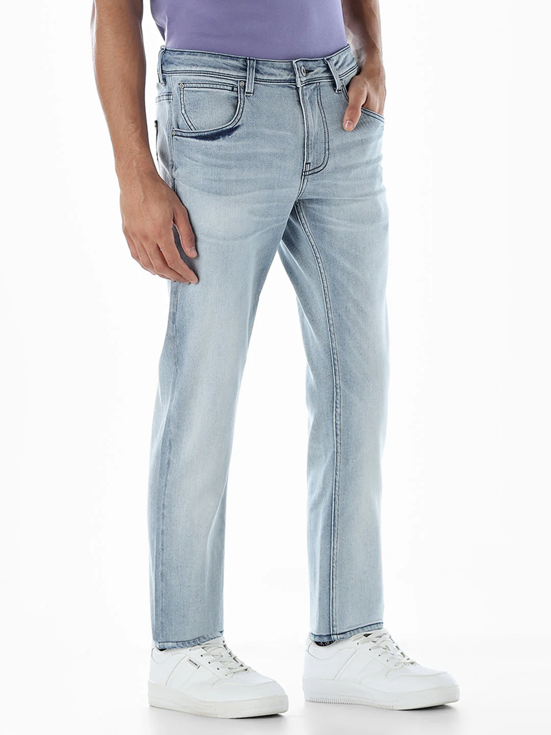 Light Blue 5 Pocket Clark Regular Fit Jeans - Image 2