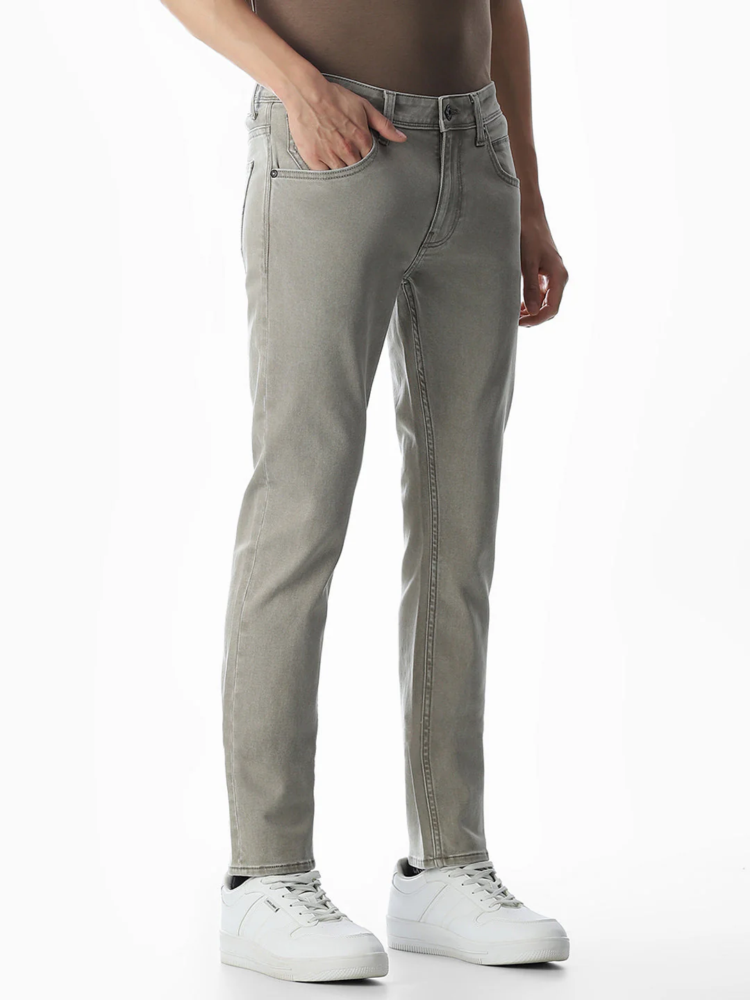 5 Pocket Grey Ben Skinny Jeans - Image 2