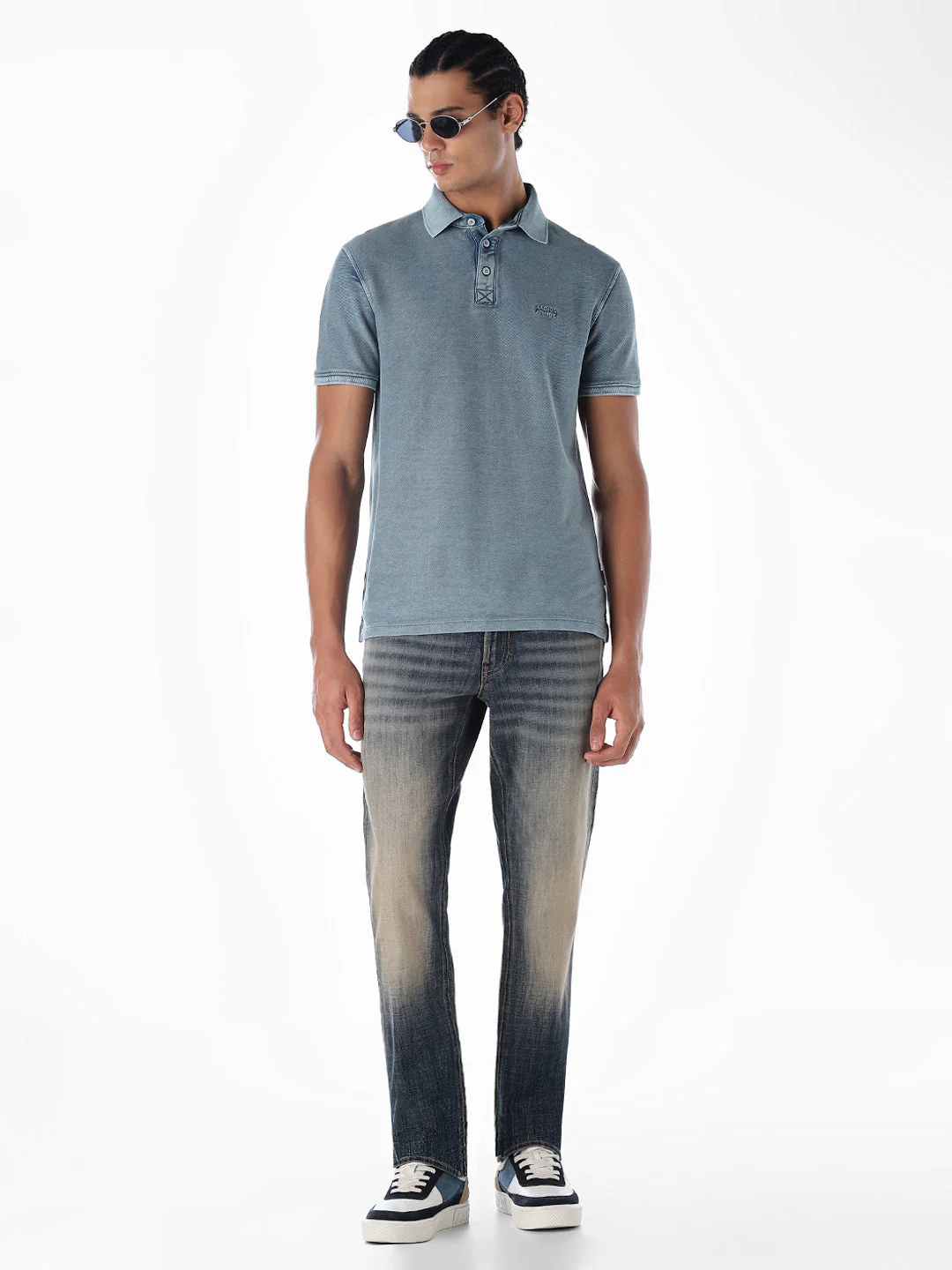 Acid Washed Cotton Polo - Blue - Image 6