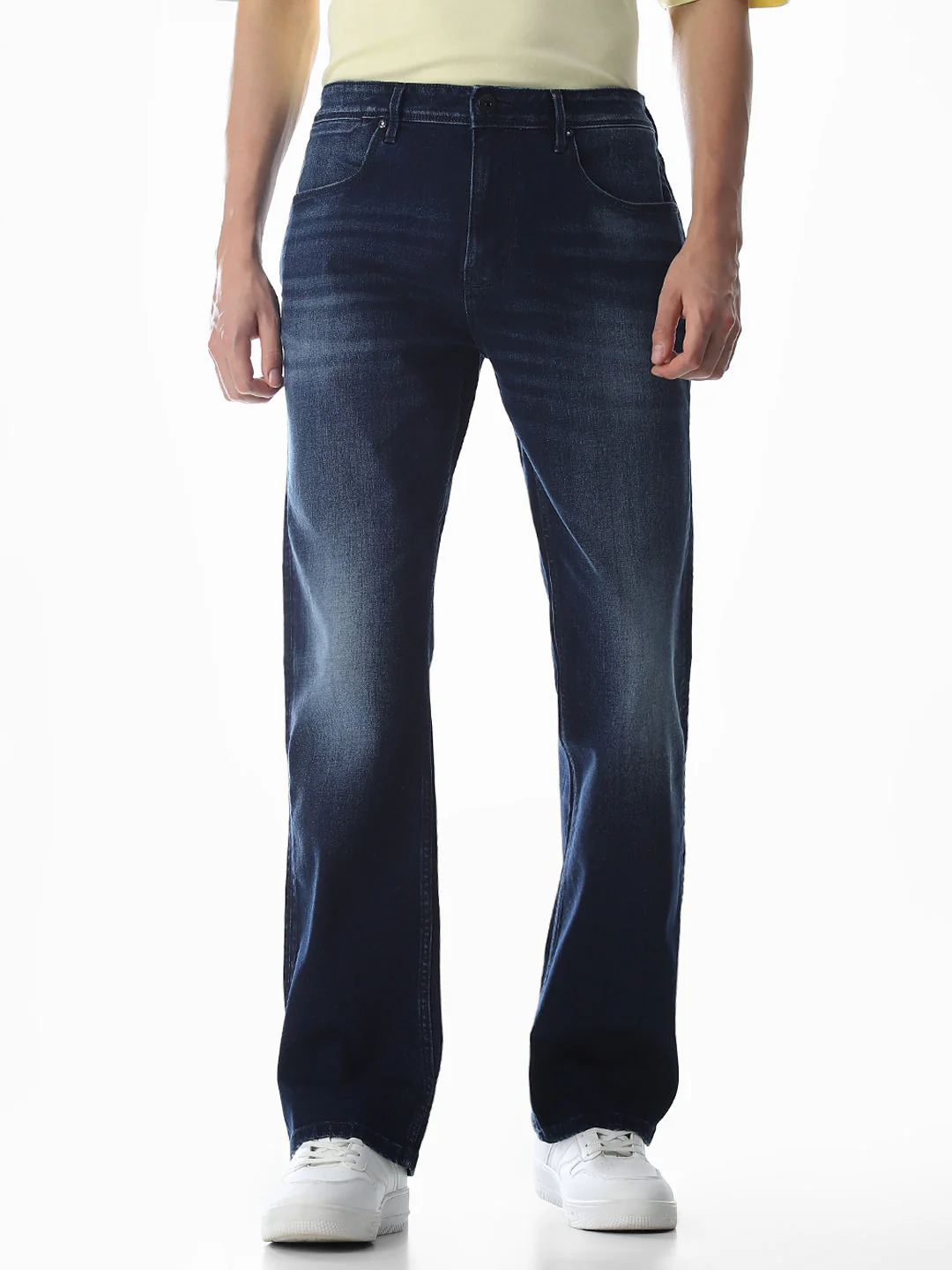 Blue Mildly Washed Cliff Bootcut Jeans