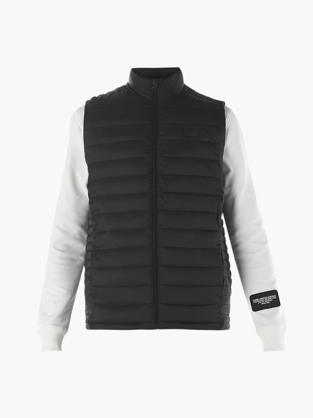 Sleeveless High Neck Puffer Vest - Black - Image 7