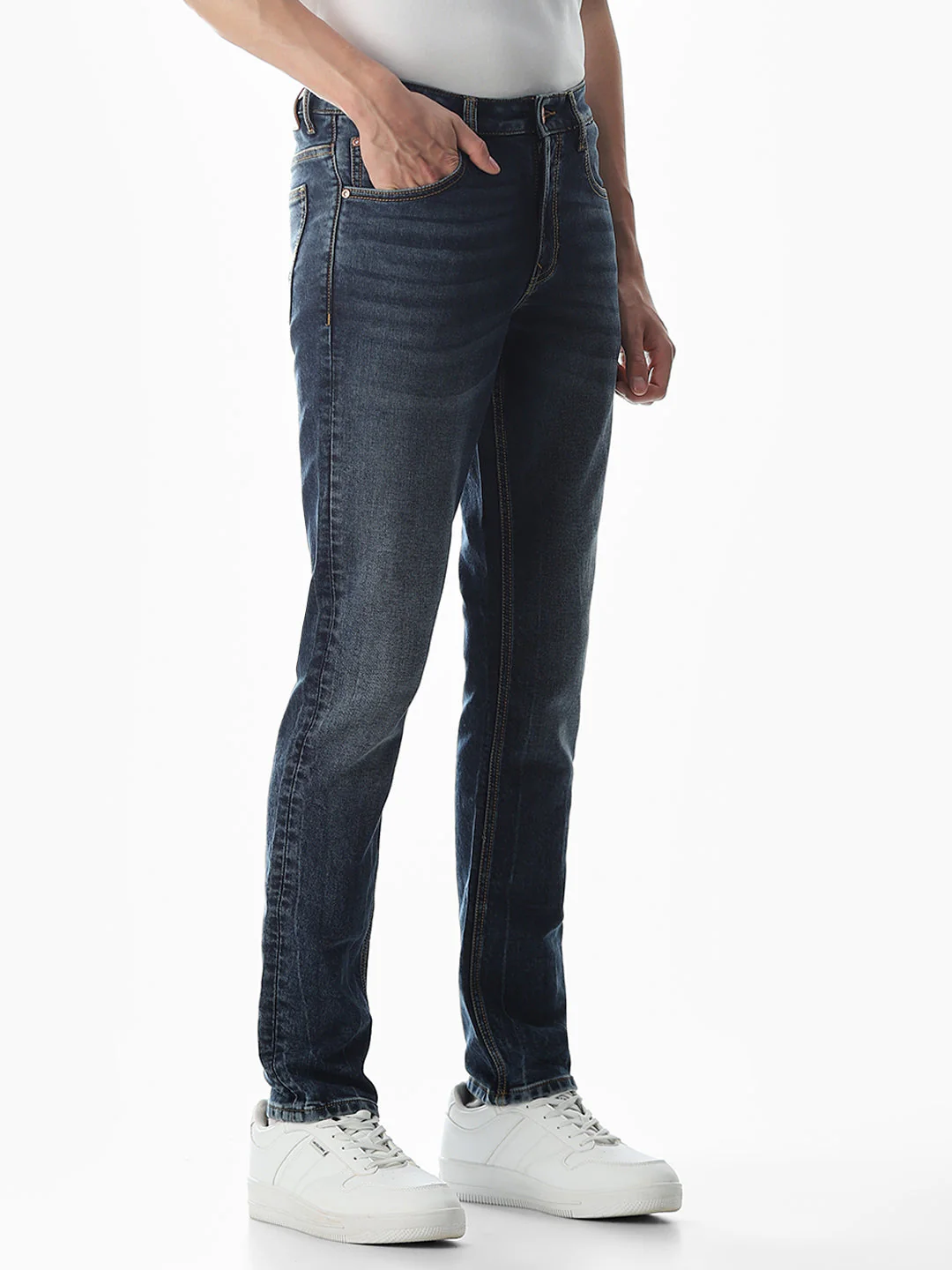 5 Pocket Glenn Slim Fit Jeans - Medium Blue - Image 2