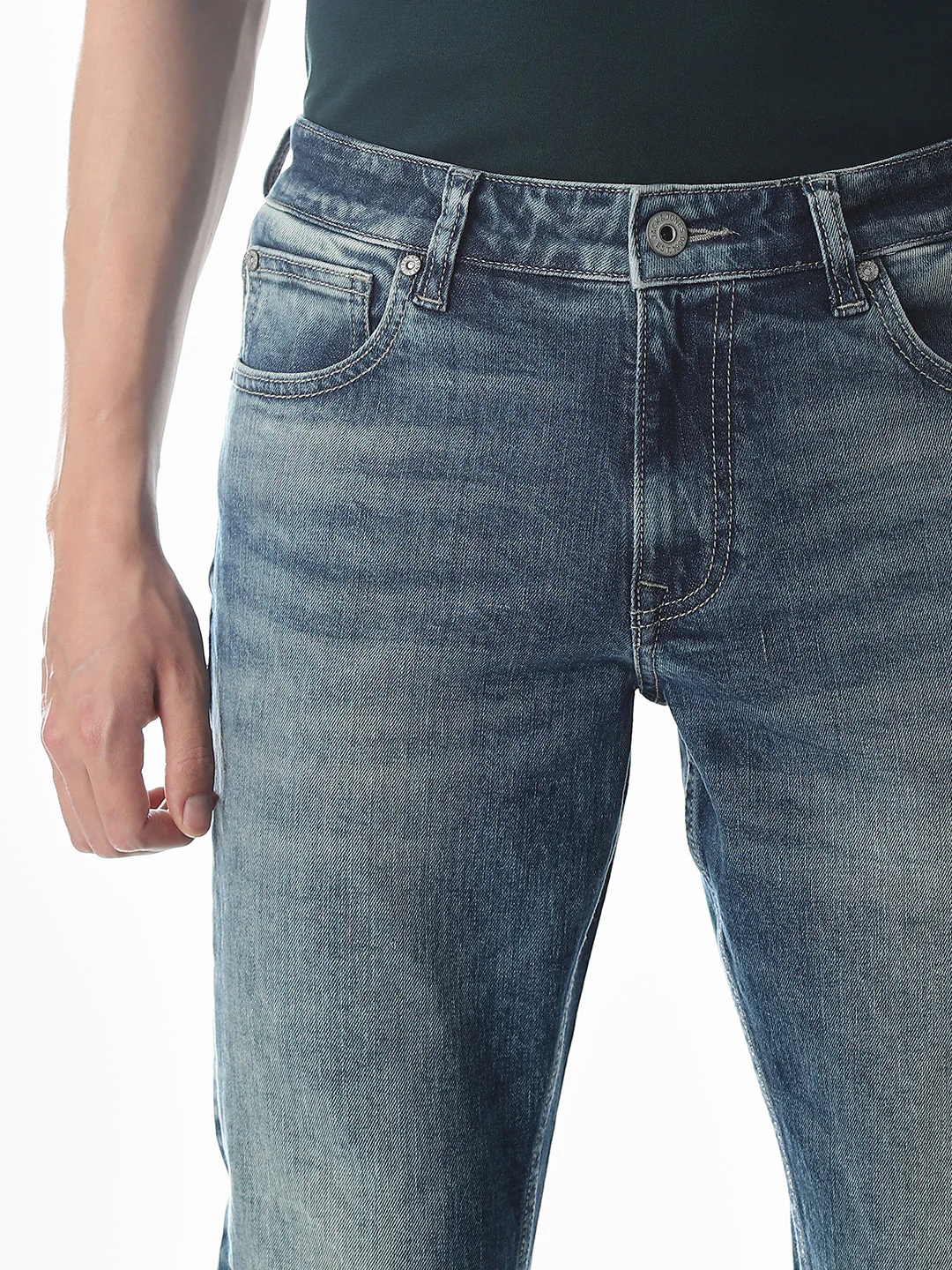 Washed Glenn Slim Fit Jeans - Light Blue - Image 4