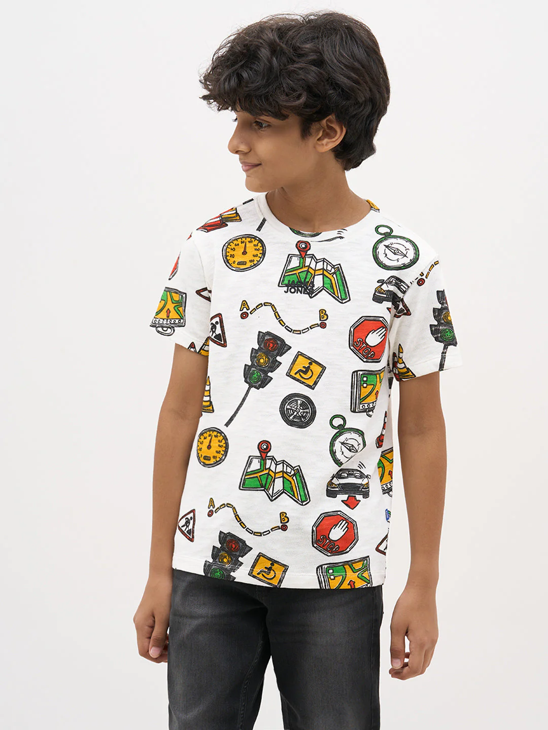 White Printed Cotton T-Shirt - Image 2