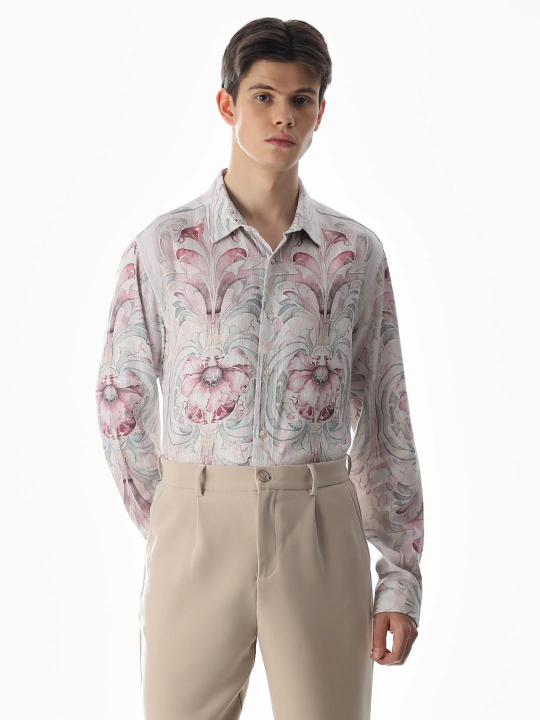 Pink Abstract Print Cotton Shirt - Image 2