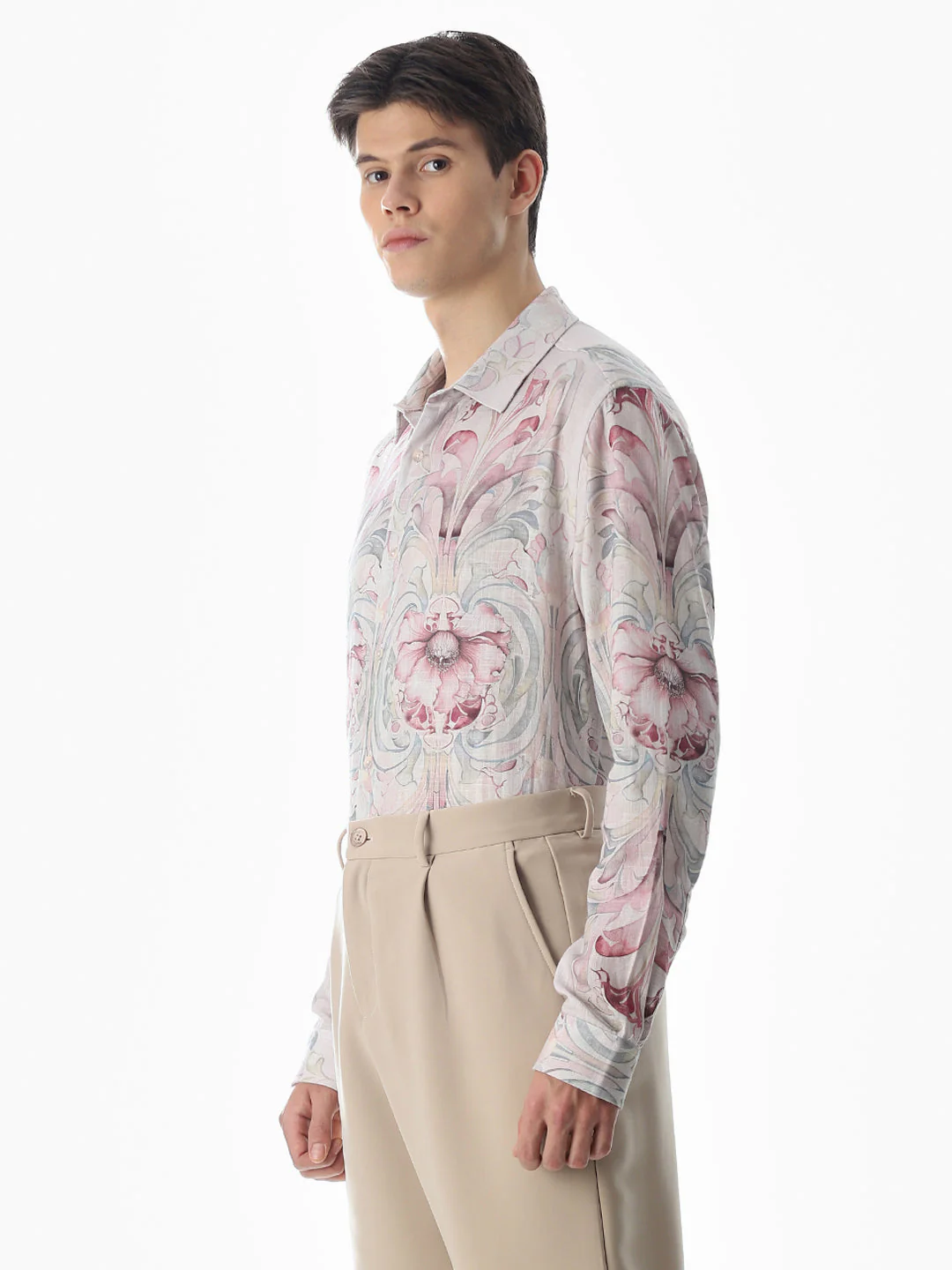 Pink Abstract Print Cotton Shirt - Image 3