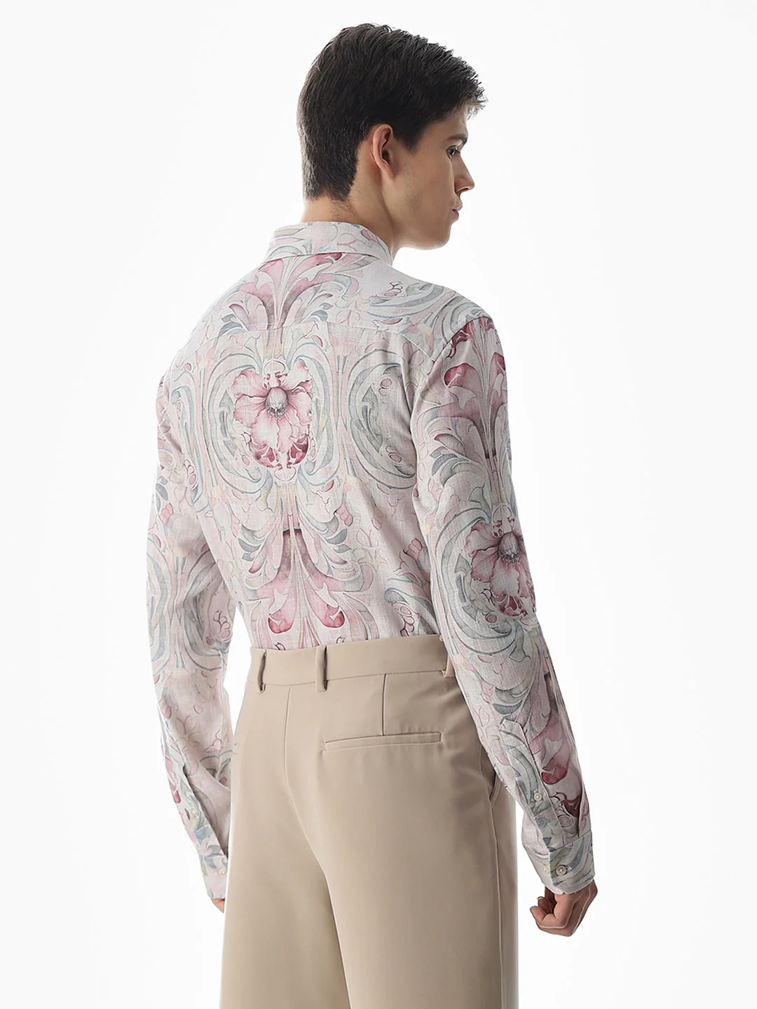 Pink Abstract Print Cotton Shirt - Image 4