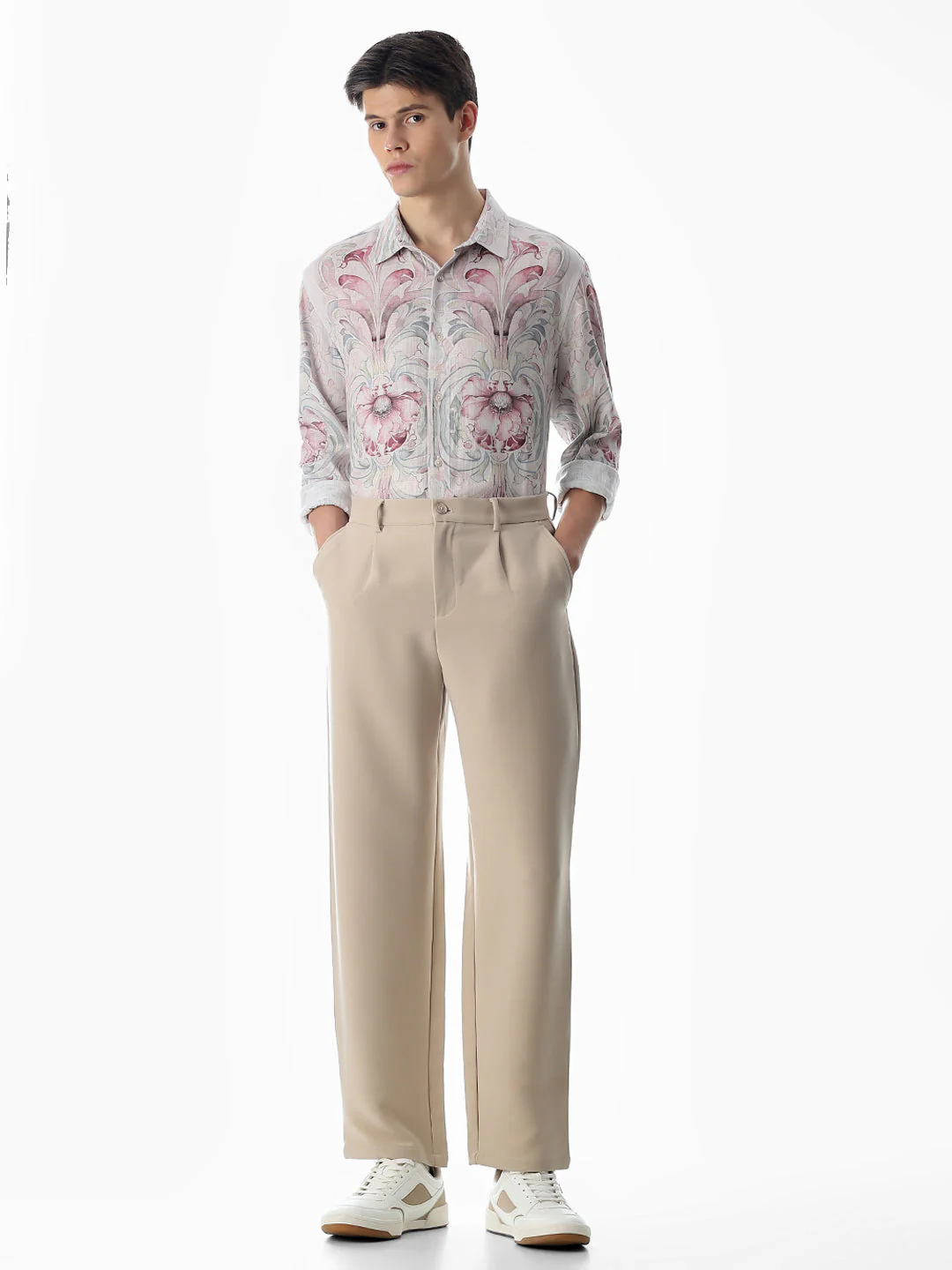 Pink Abstract Print Cotton Shirt - Image 6
