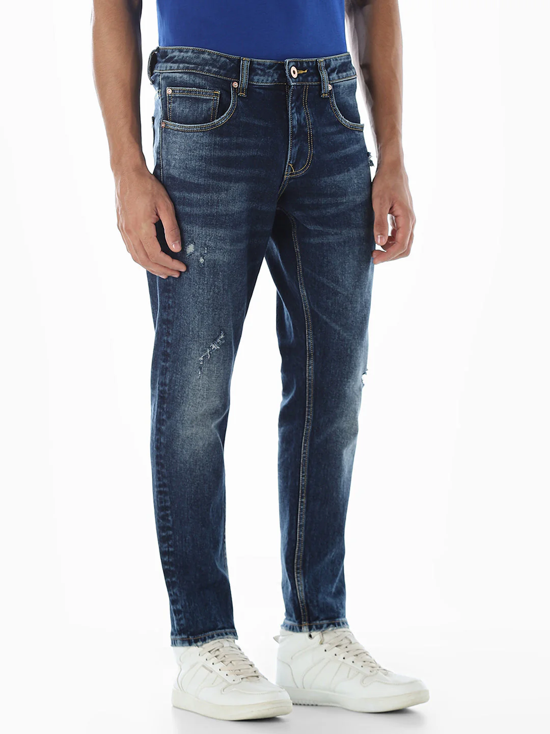 Cropped Distressed Brak Slim Fit Jeans - Image 2
