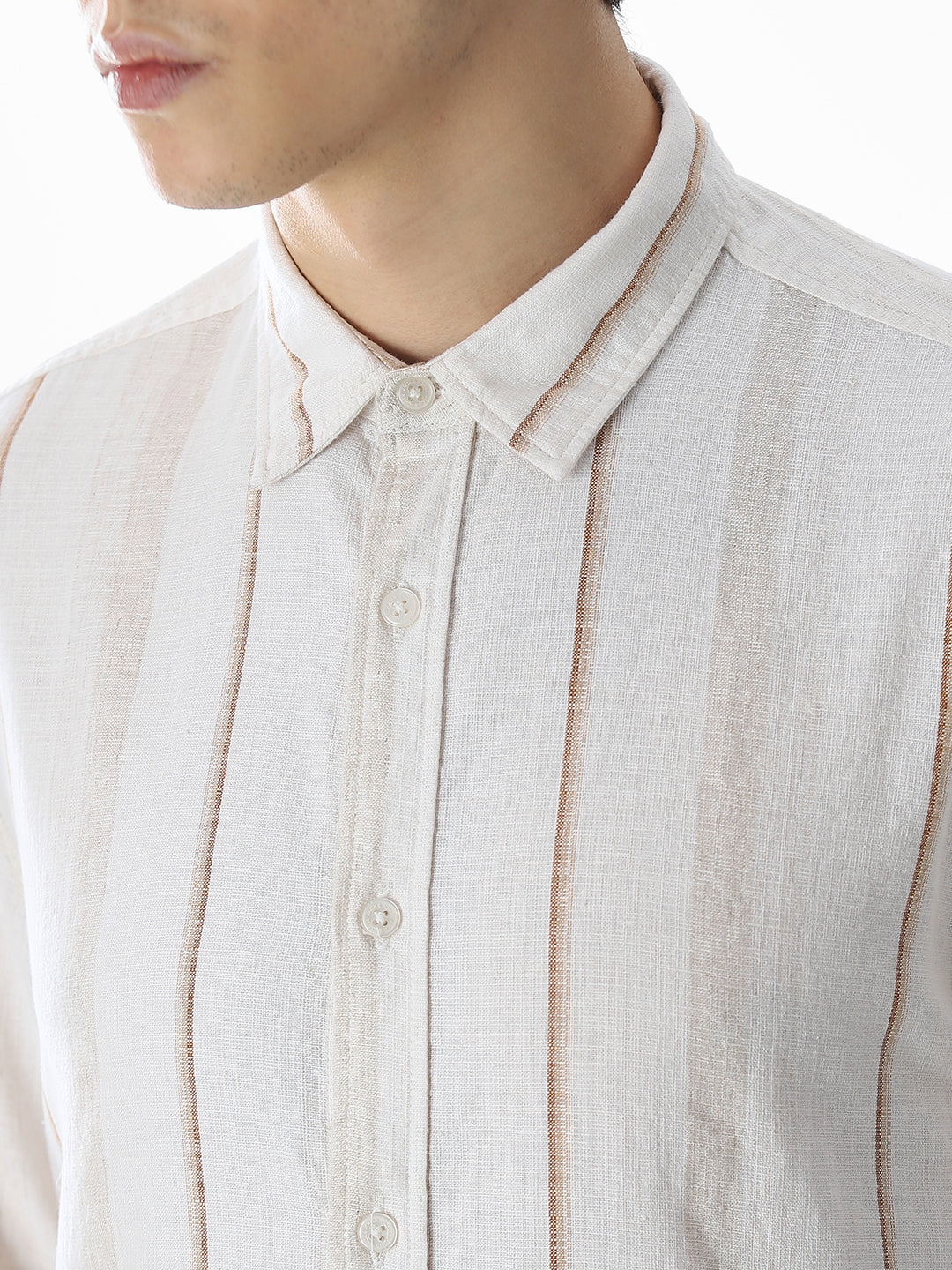 Regular Fit Striped Shirt - White - Image 5