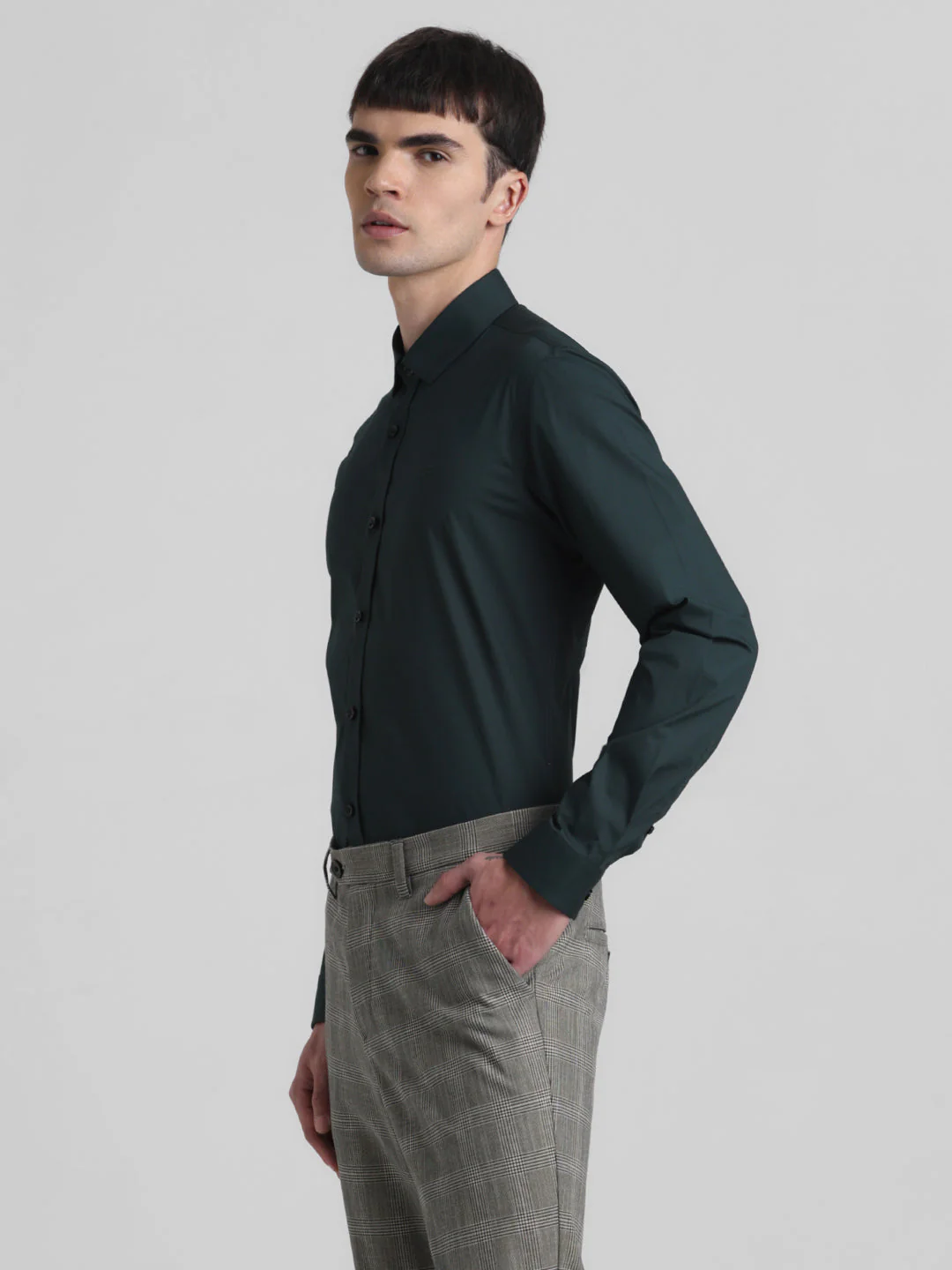 Dark Green Slim Fit Formal Shirt - Image 3