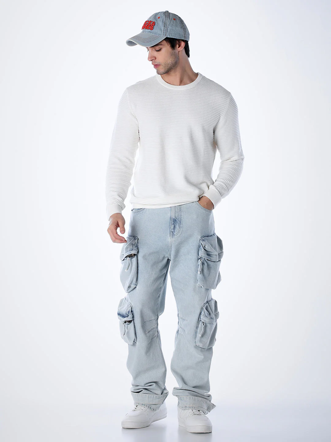 Crew Neck Cotton Knit - White - Image 6