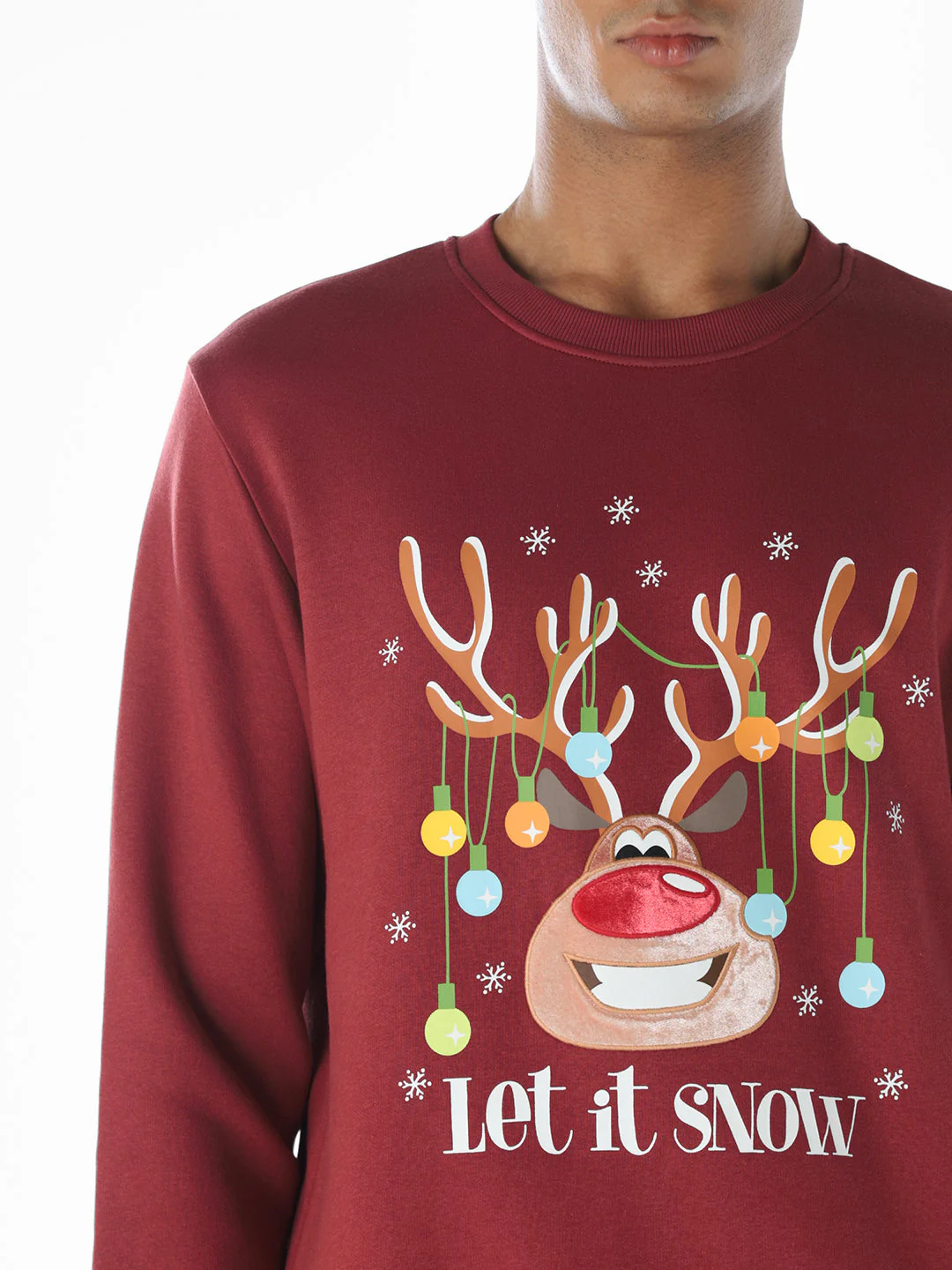 Reindeer X-Mas Printed Sweatshirt - Red - Image 5