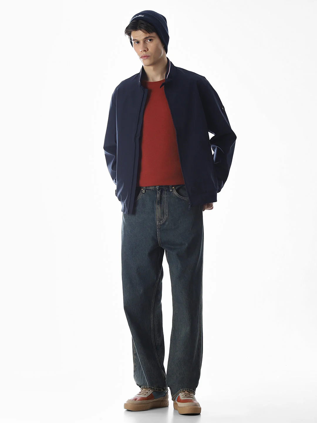 Regular Fit Bomber Jacket - Navy Blue - Image 6