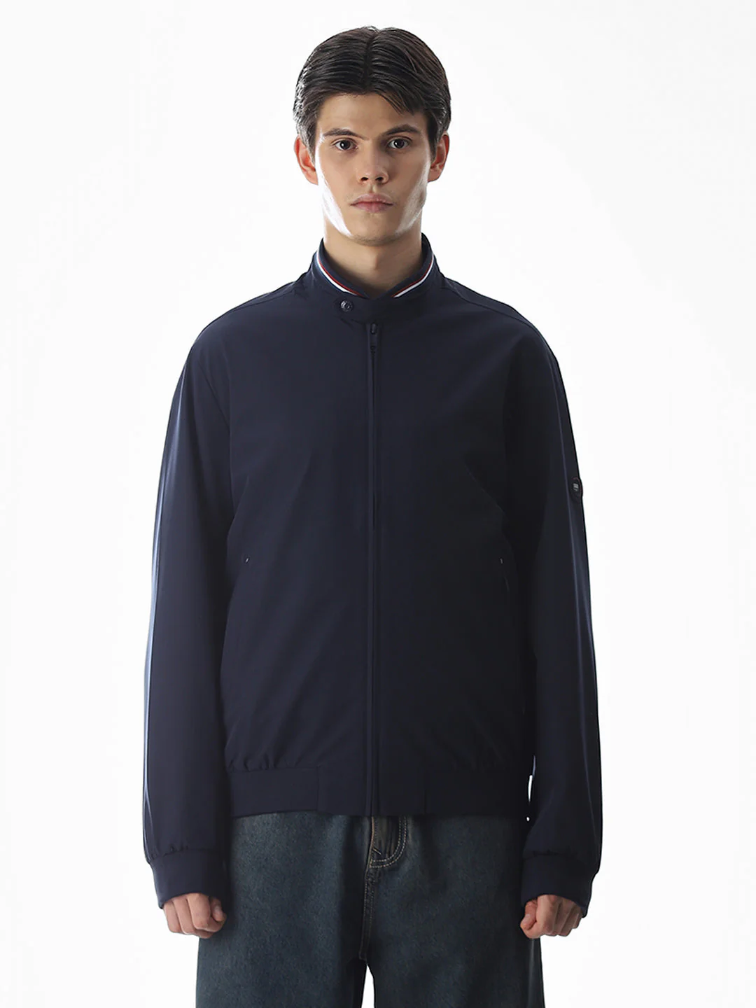 Regular Fit Bomber Jacket - Navy Blue - Image 8