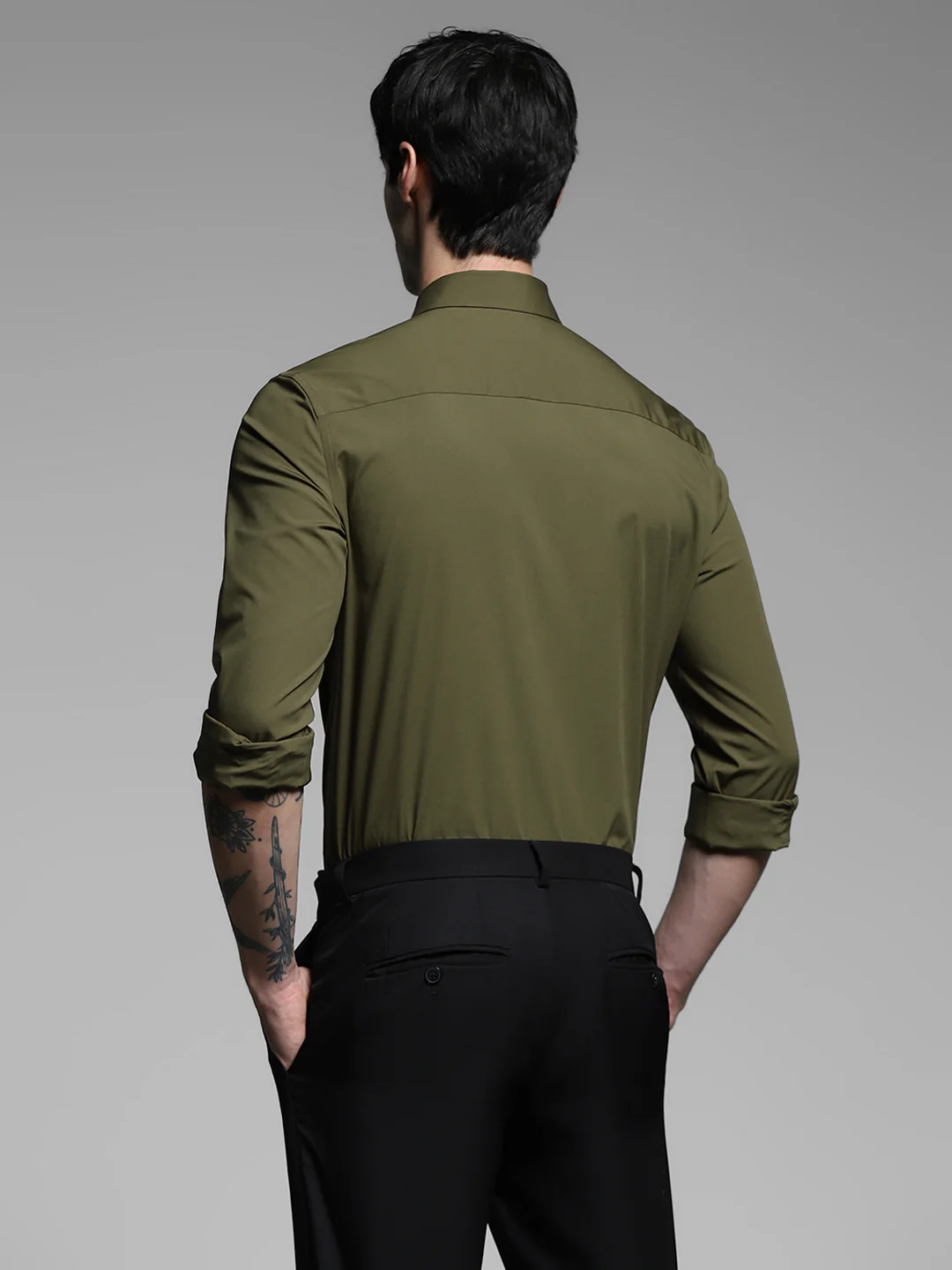 Dark Olive Slim Fit Formal Shirt - Image 5