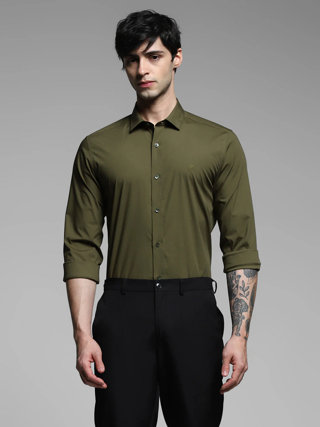 Olive Slim Fit Formal Shirt - Image 2