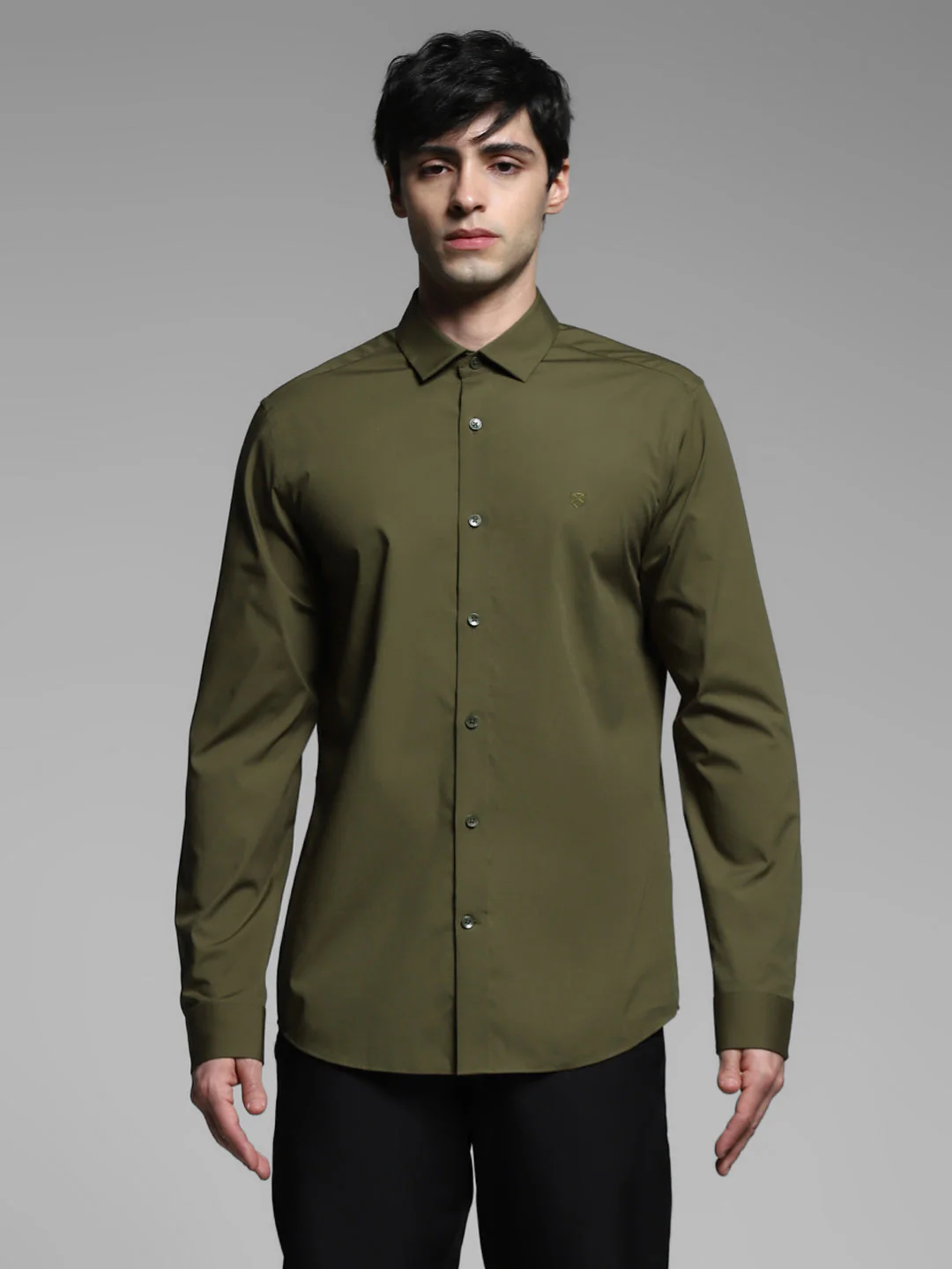 Olive Slim Fit Formal Shirt - Image 8