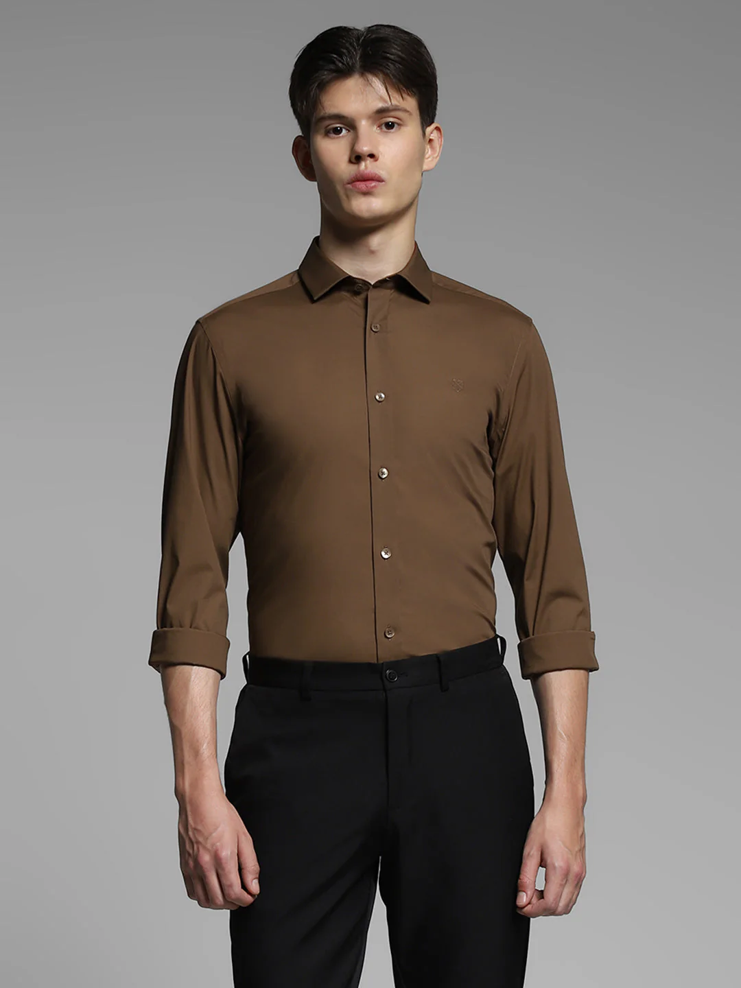 Brown Slim Fit Formal Shirt - Image 2