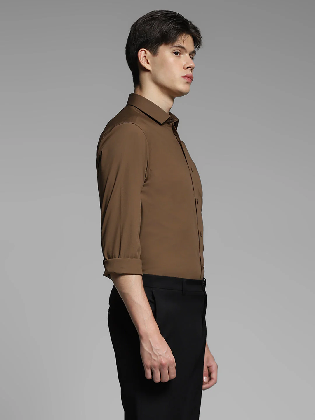 Brown Slim Fit Formal Shirt - Image 3