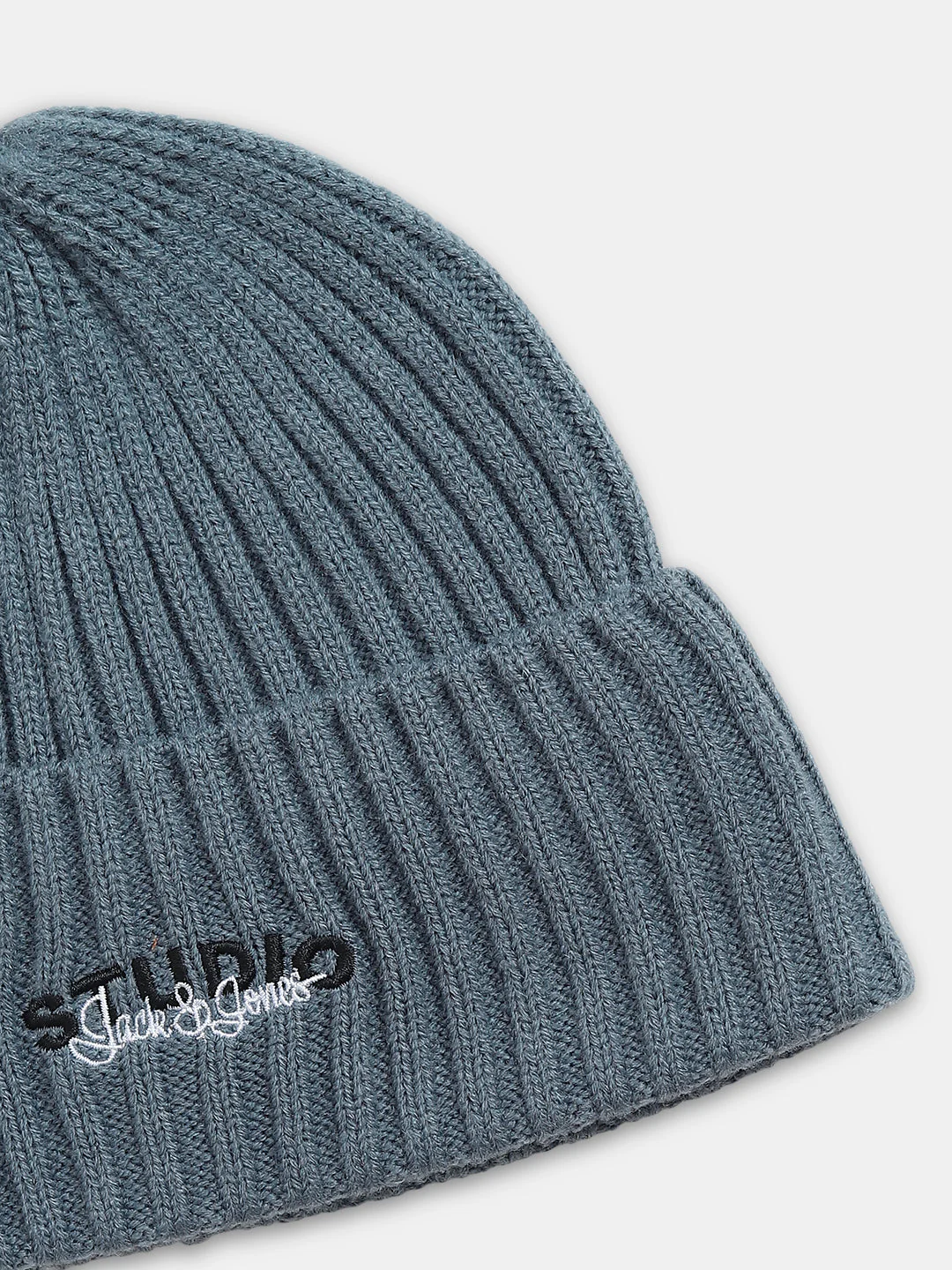 Grey Acrylic Knitted Beanie - Image 3