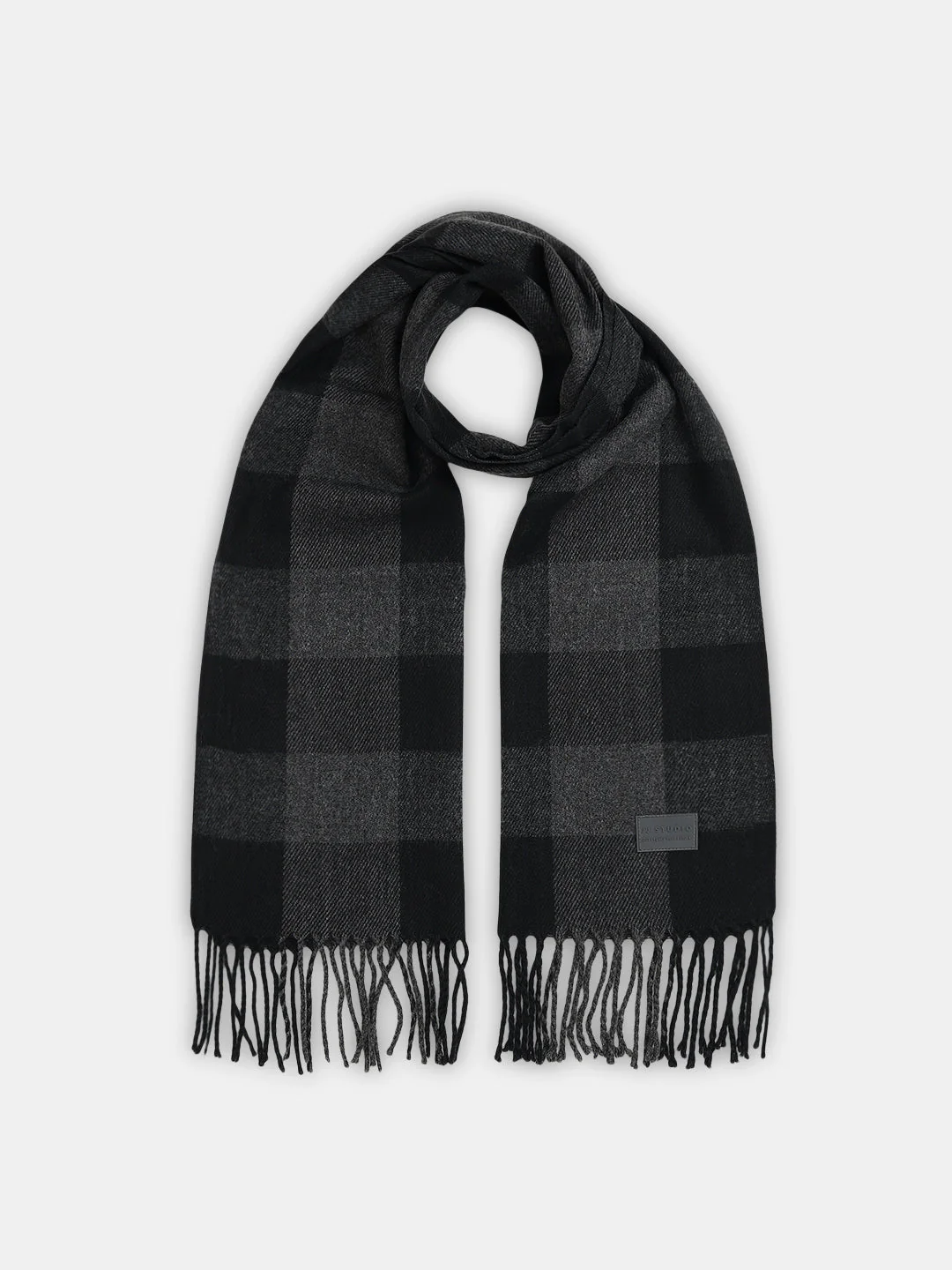 Black Check Acrylic Scarf - Image 2