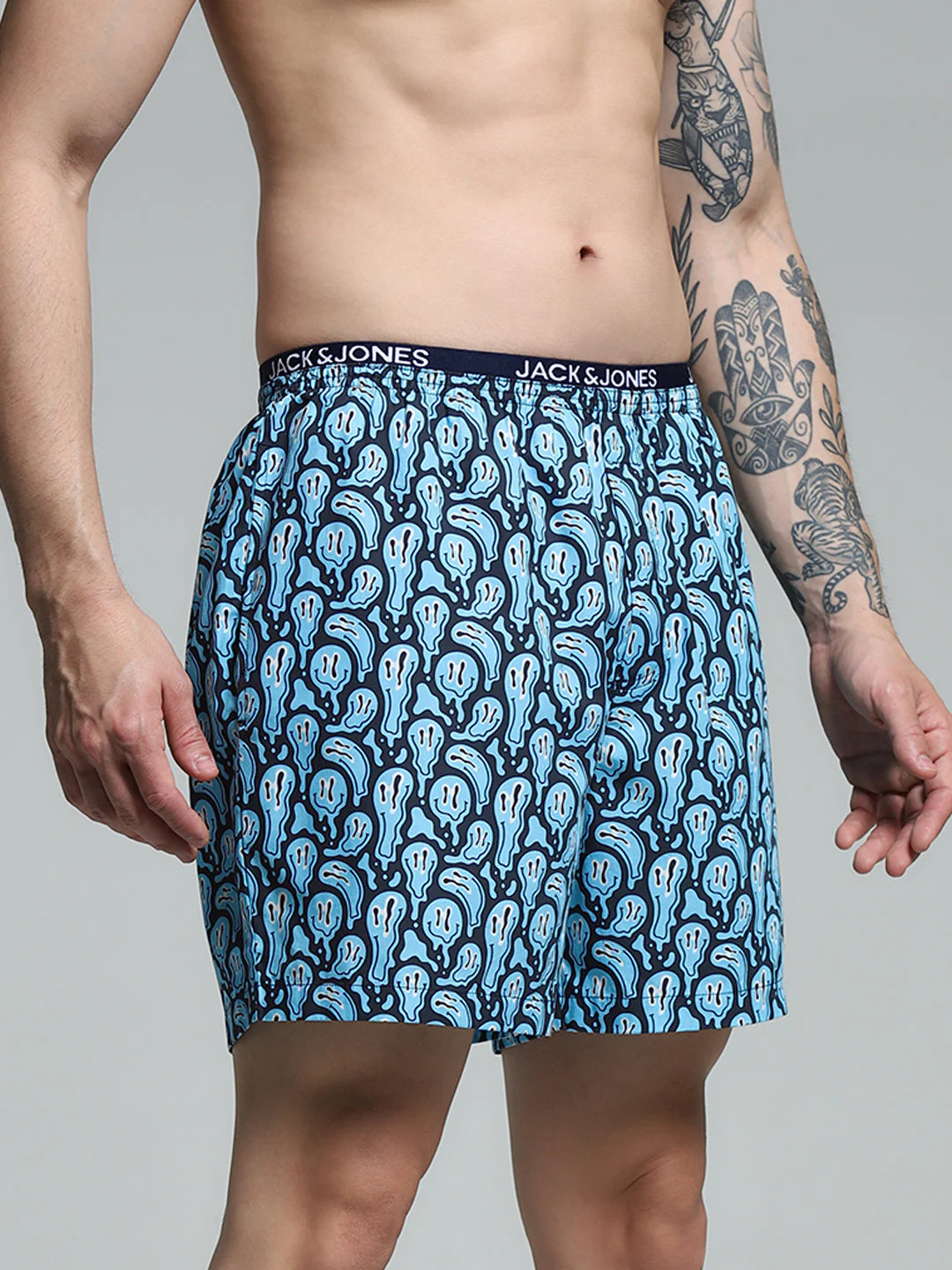 Navy Blue Printed Cotton Boxers - Image 2