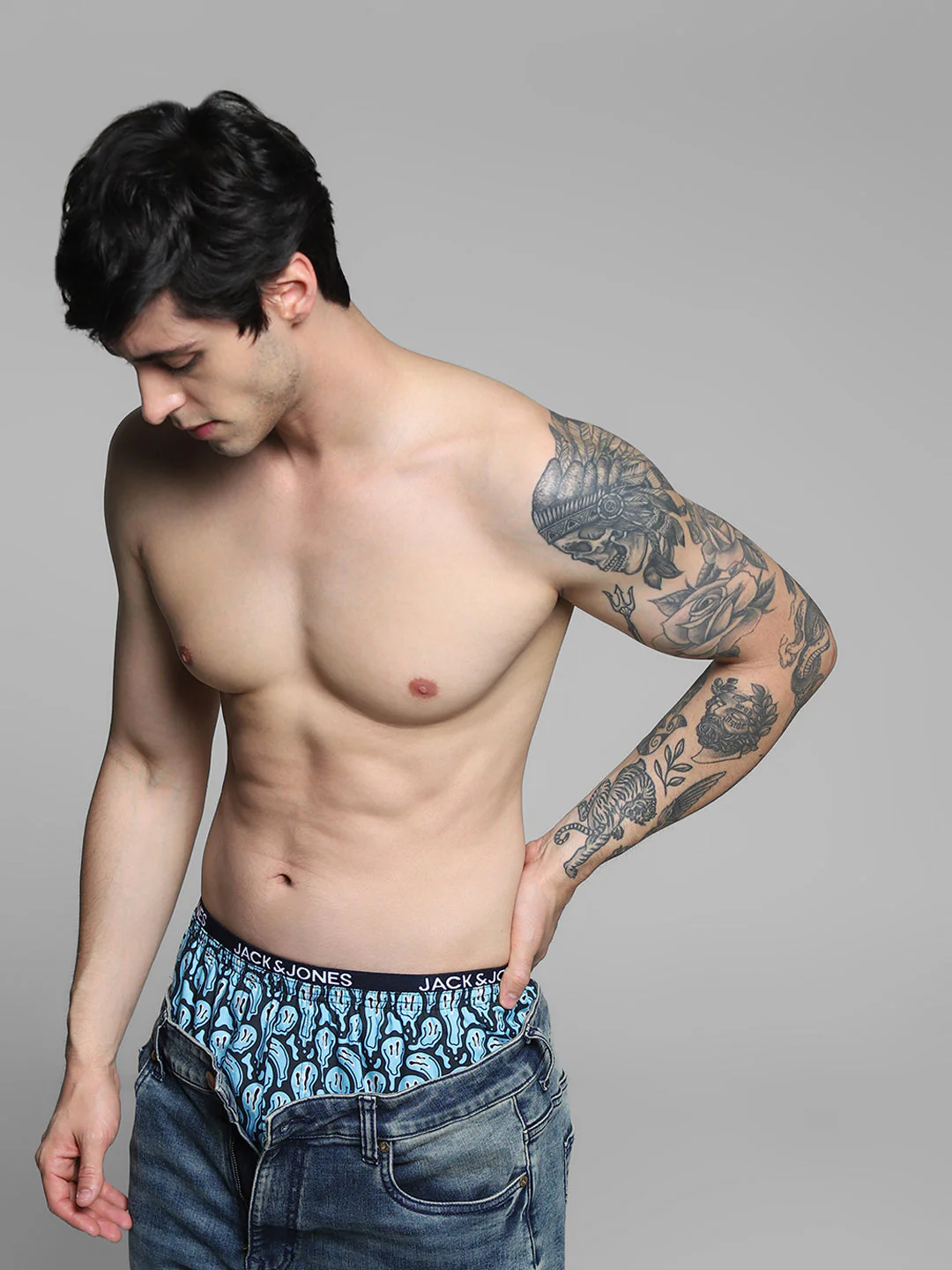 Navy Blue Printed Cotton Boxers - Image 5