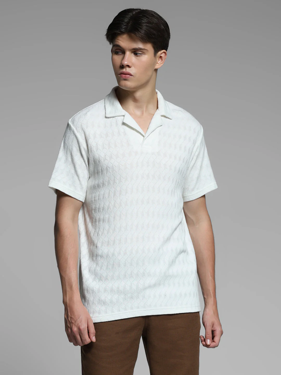 White Jacquard Cotton Polo - Image 2