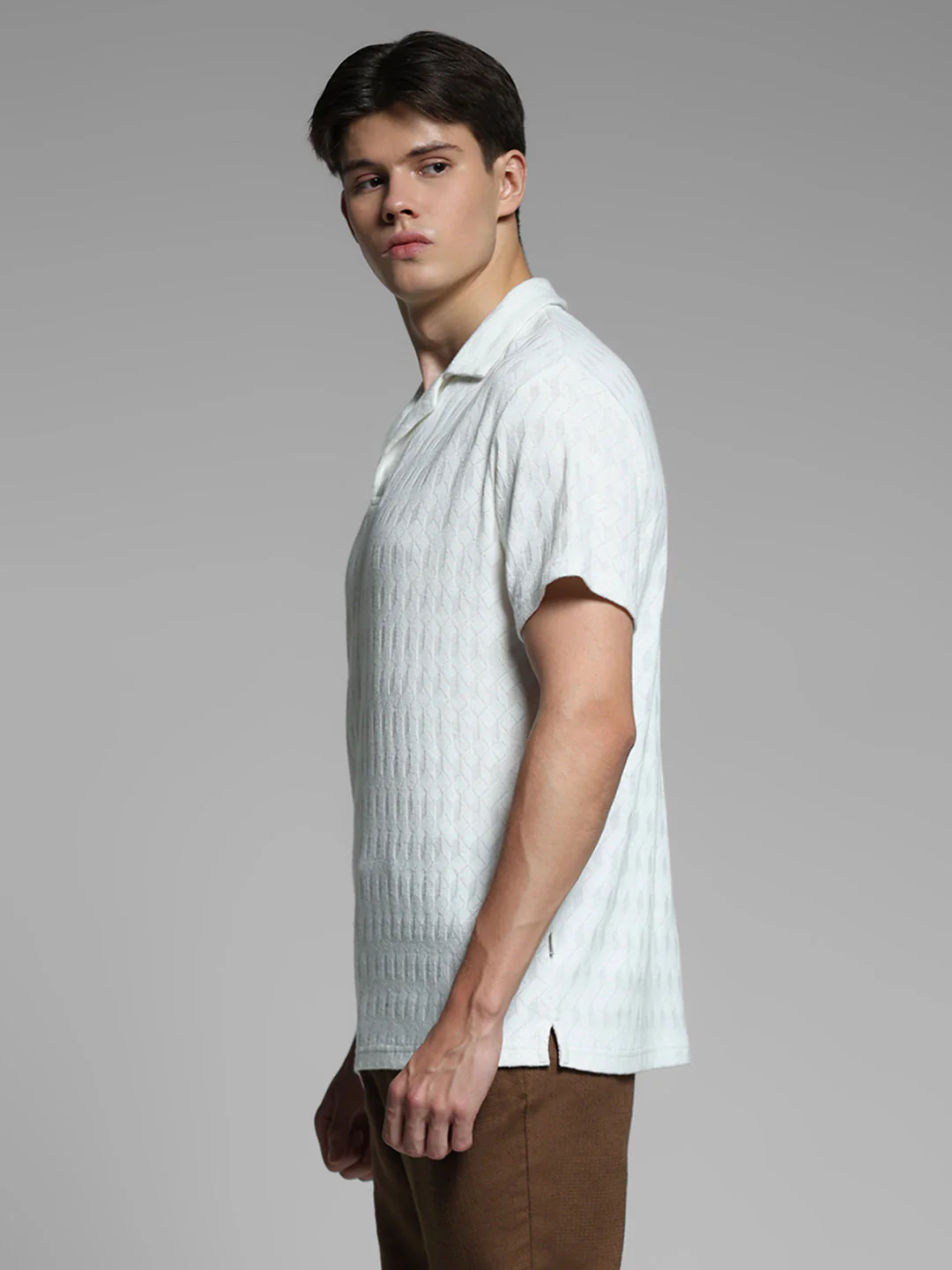 White Jacquard Cotton Polo - Image 3