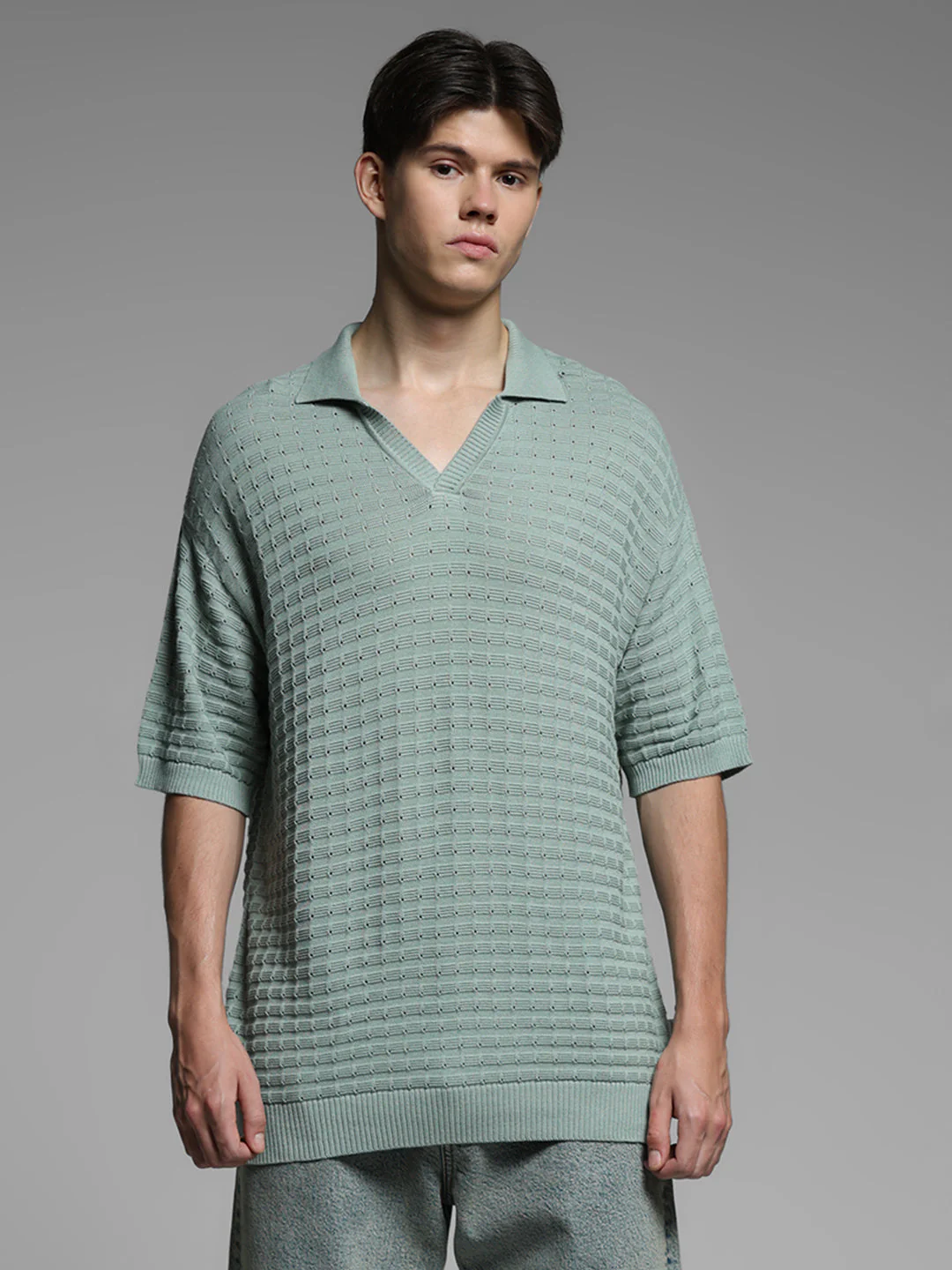 Green Jacquard Oversized Polo - Image 2