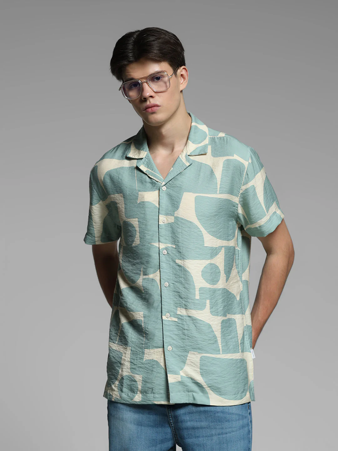 Green Printed Comfort Fit Shirt