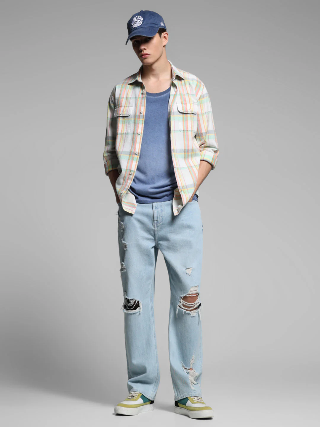 White Check Linen Blend Shirt - Image 6