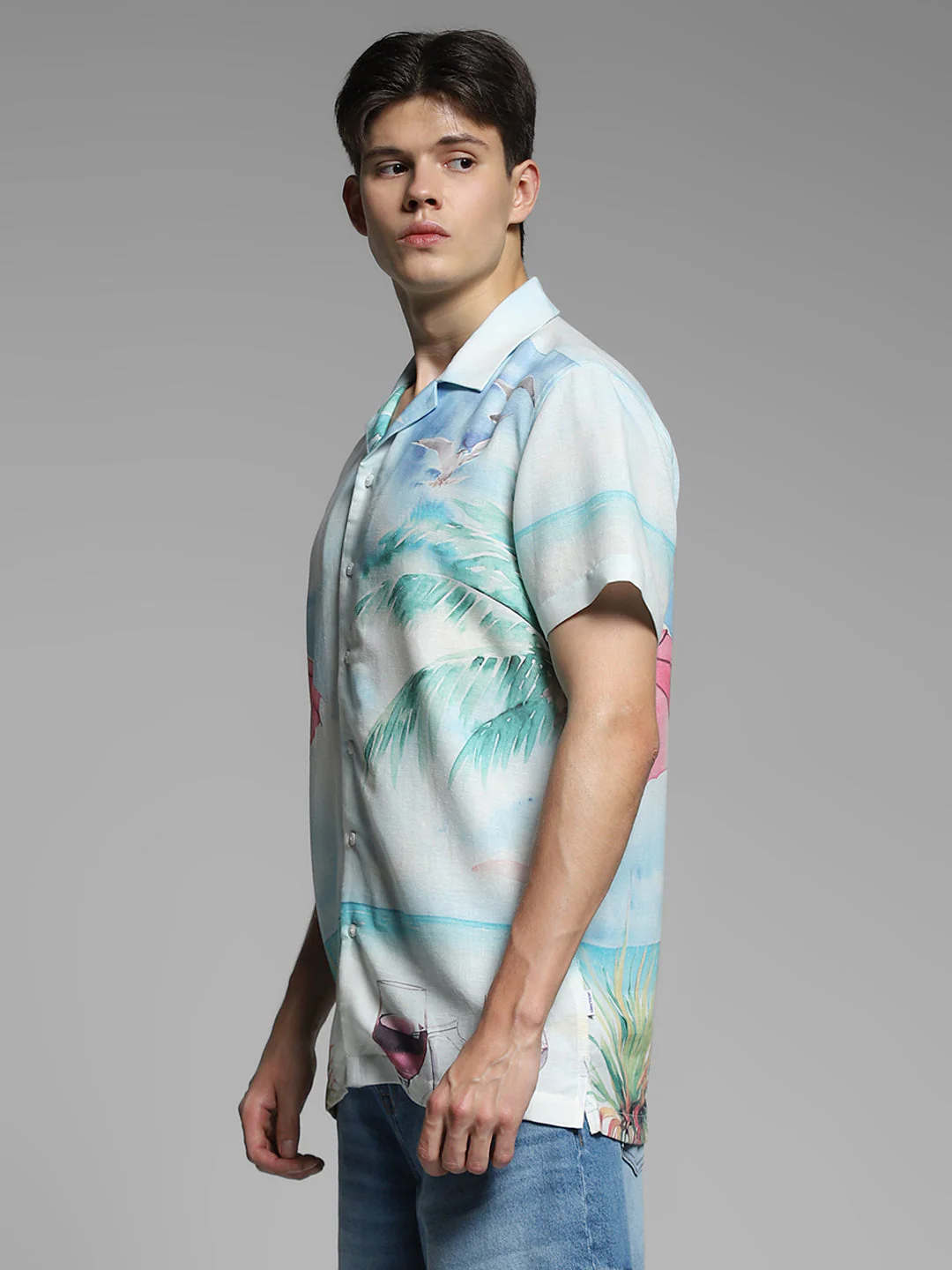 JACK&JONES Blue Printed Comfort Fit Shirt - Image 3