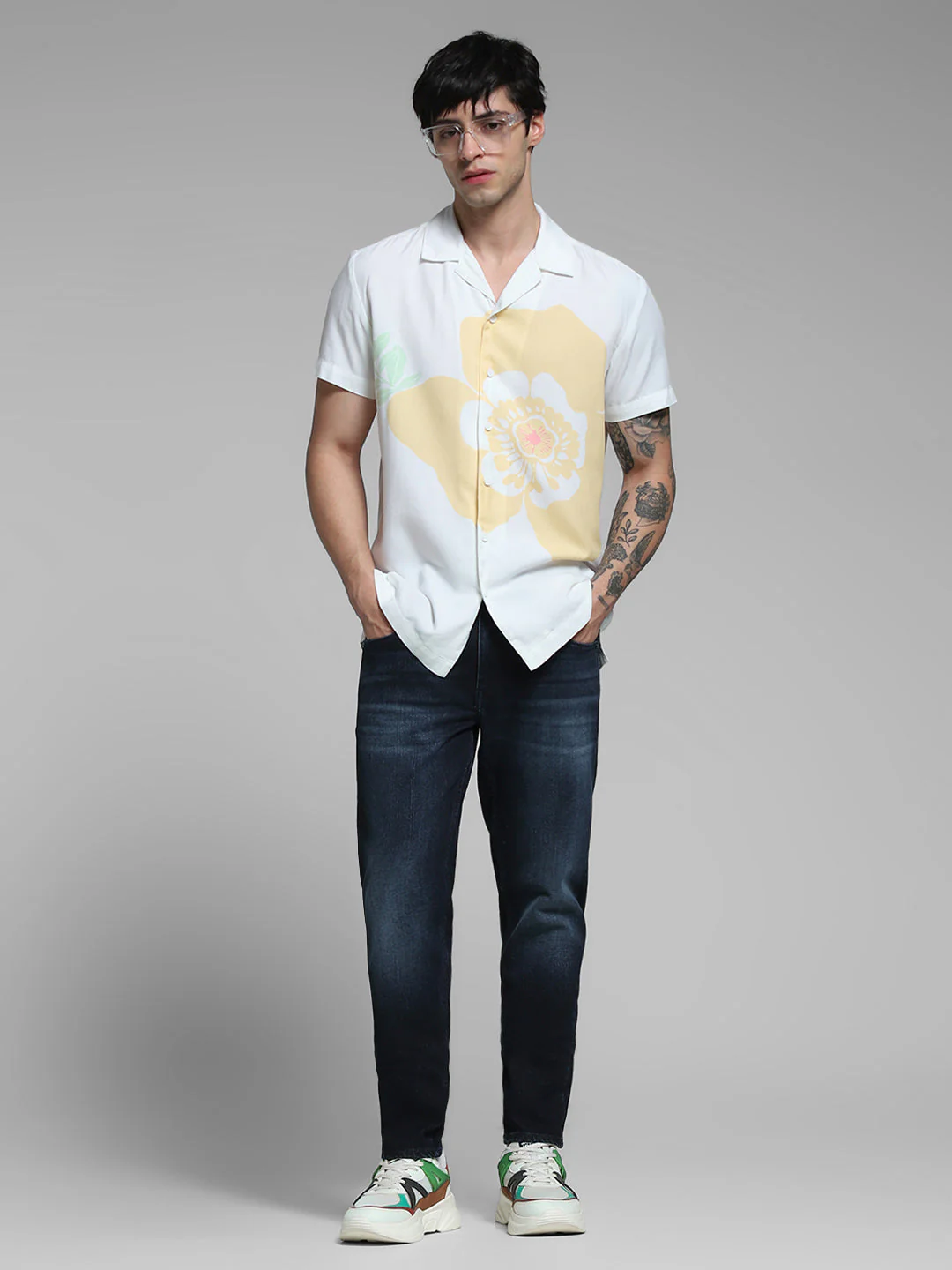 White Printed Comfort Fit Shirt - Image 6