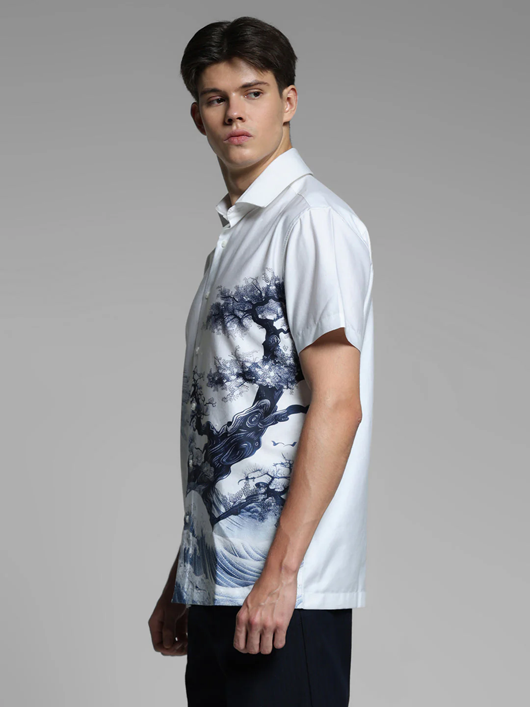 White Printed Comfort Fit Shirt - Image 3