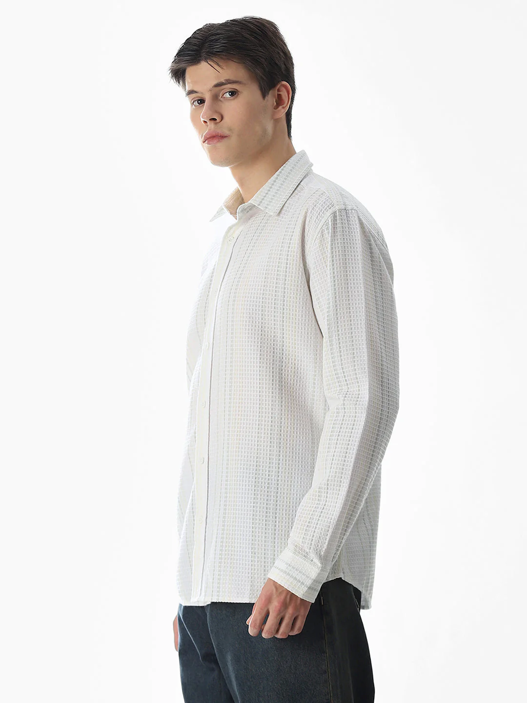 White Striped Cotton Shirt - Image 3