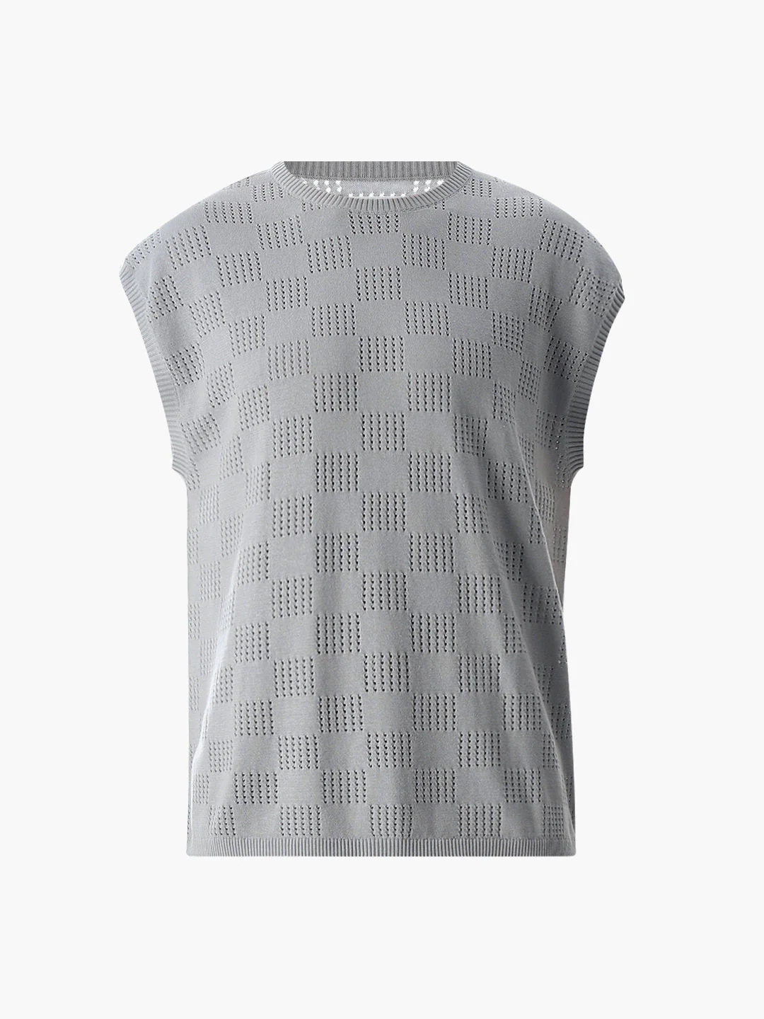 Grey Knitted Jacquard Tank - Image 7