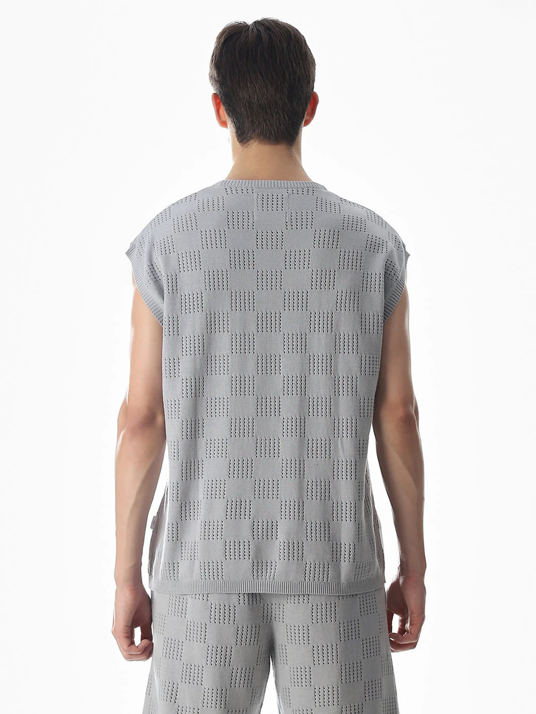 Grey Knitted Jacquard Tank - Image 9