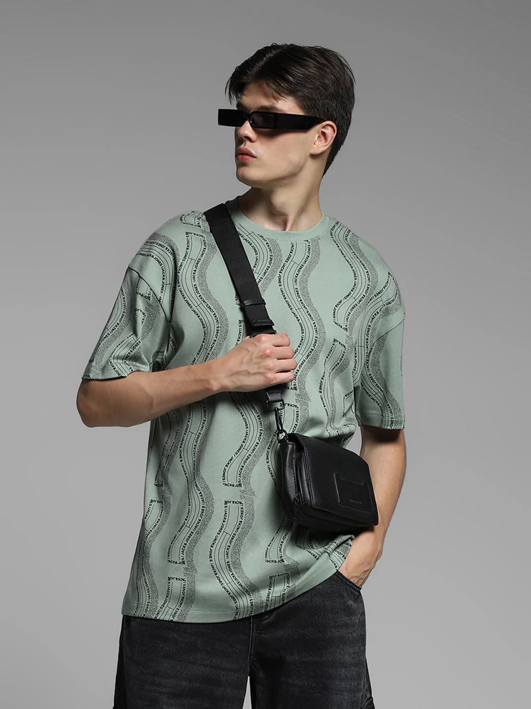 Green Printed Oversized Shirt
