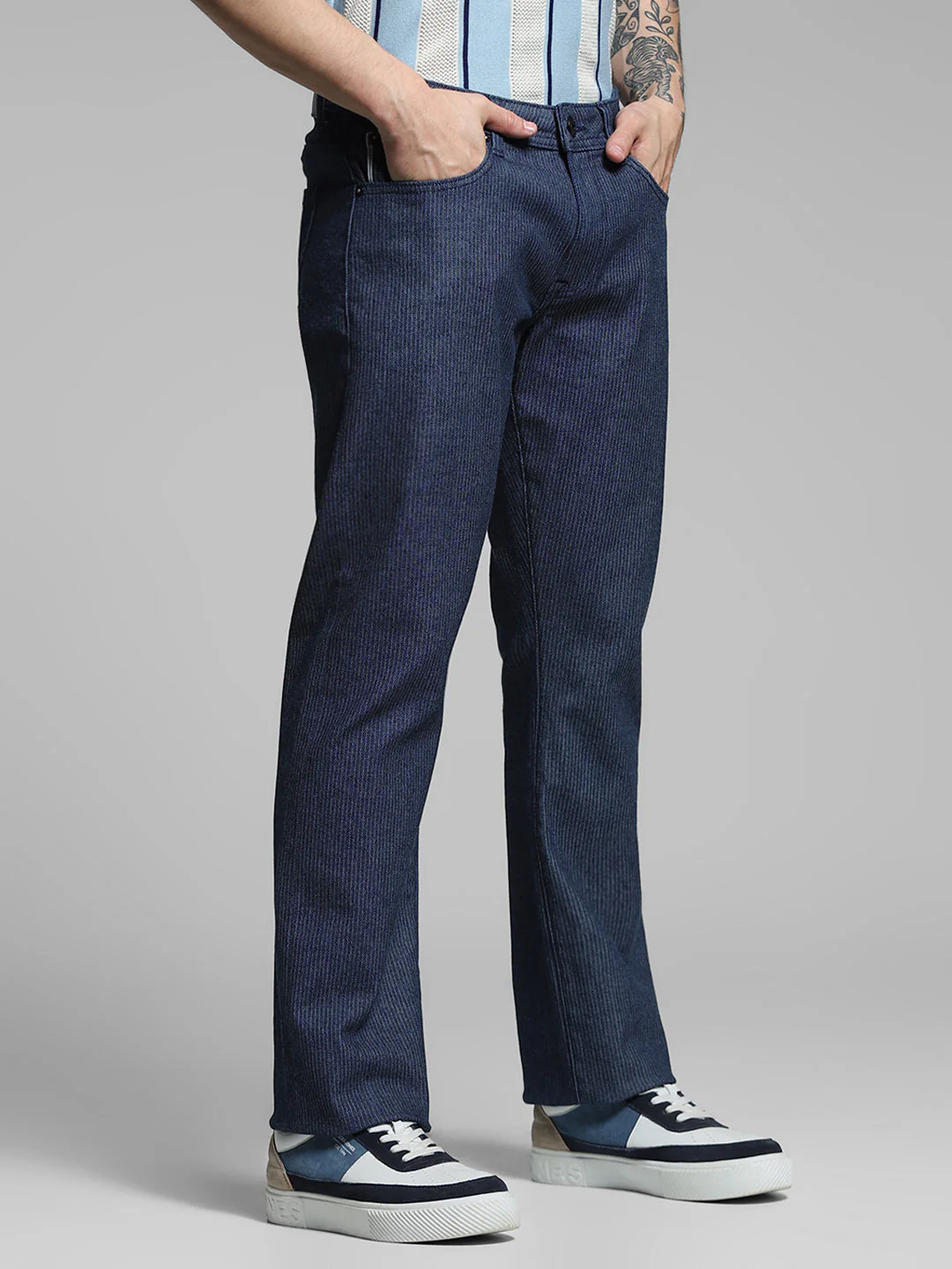 Dark Blue Low Rise Clark Regular Fit Jeans - Image 2