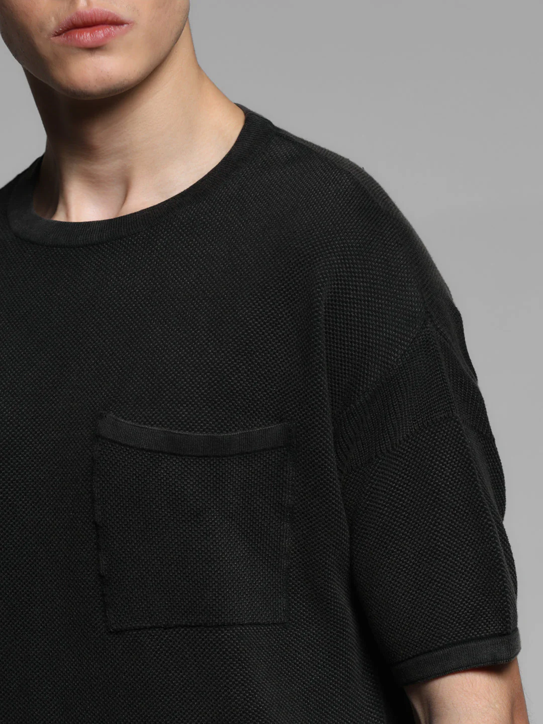Black Cotton Washed Oversized T-shirt - Image 5