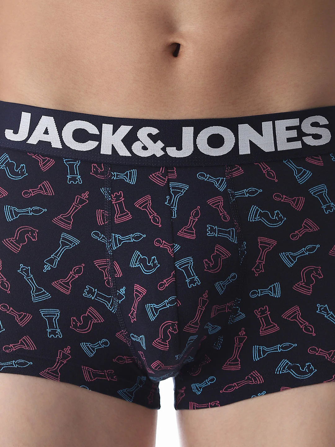 Navy Blue Chess Pawns Print Trunks - Image 4