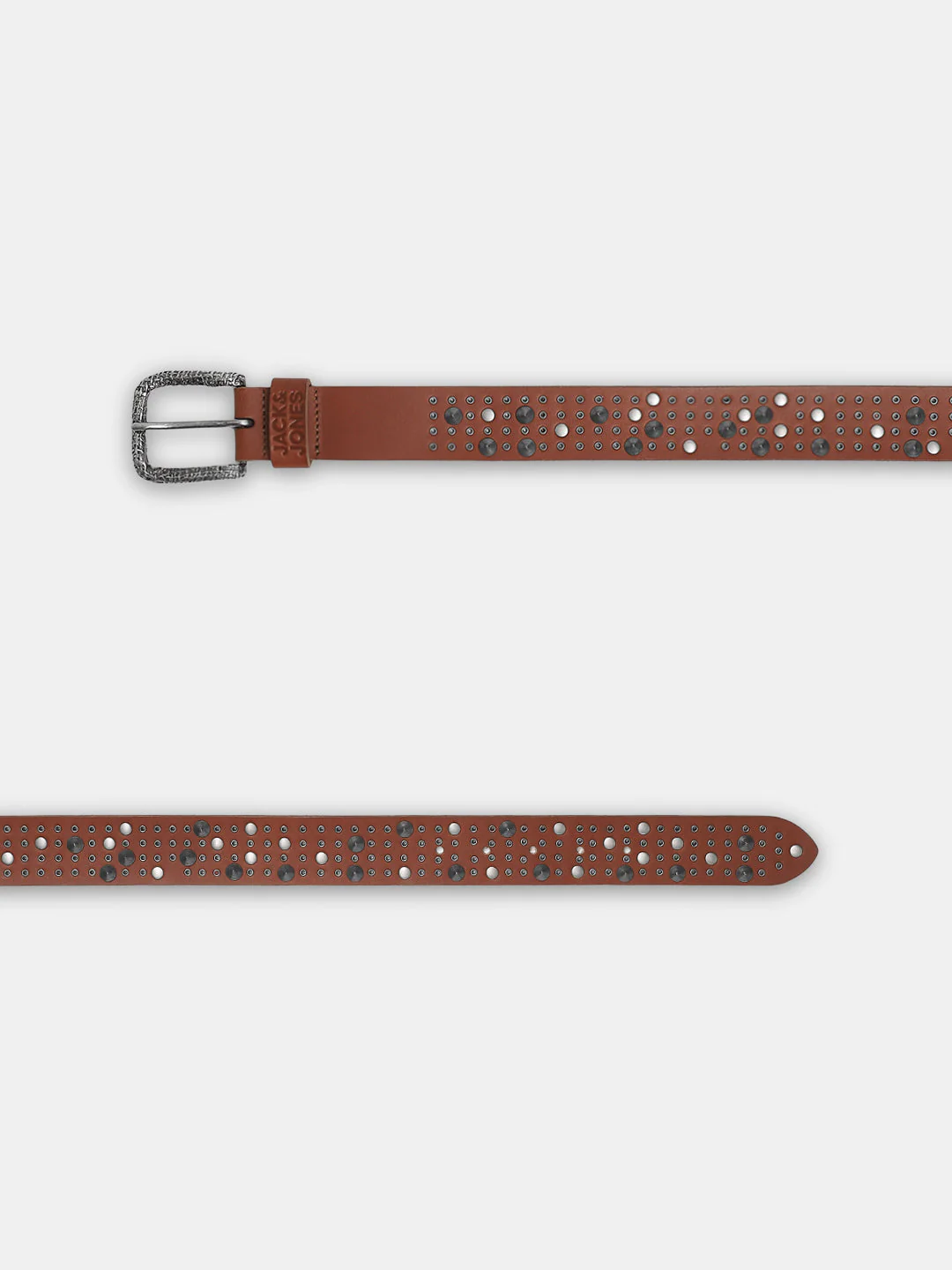 Studded Leather Belt - Dark Brown - Image 3