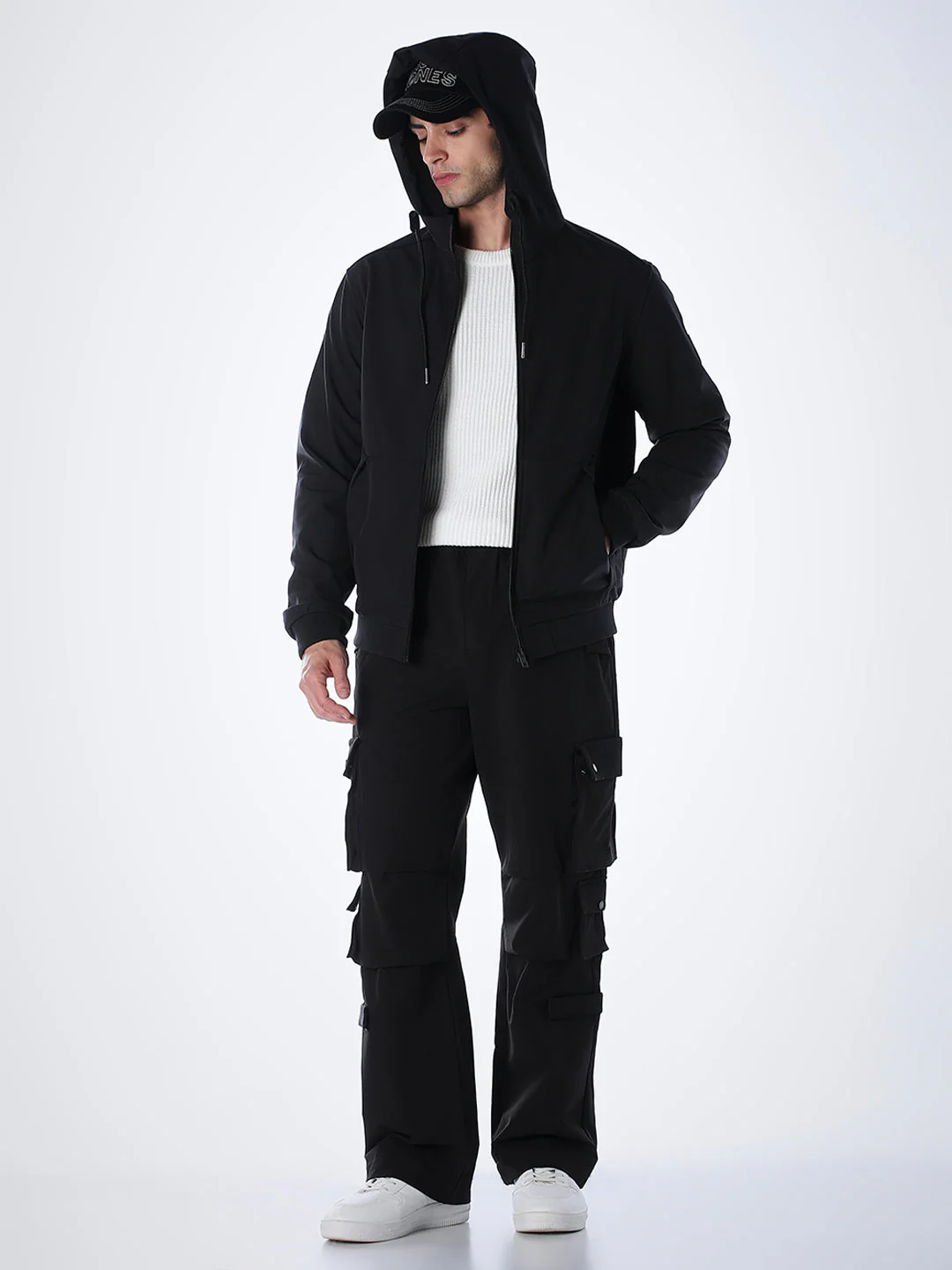 Zip-Up High Neck Hooded Jacket - Image 6