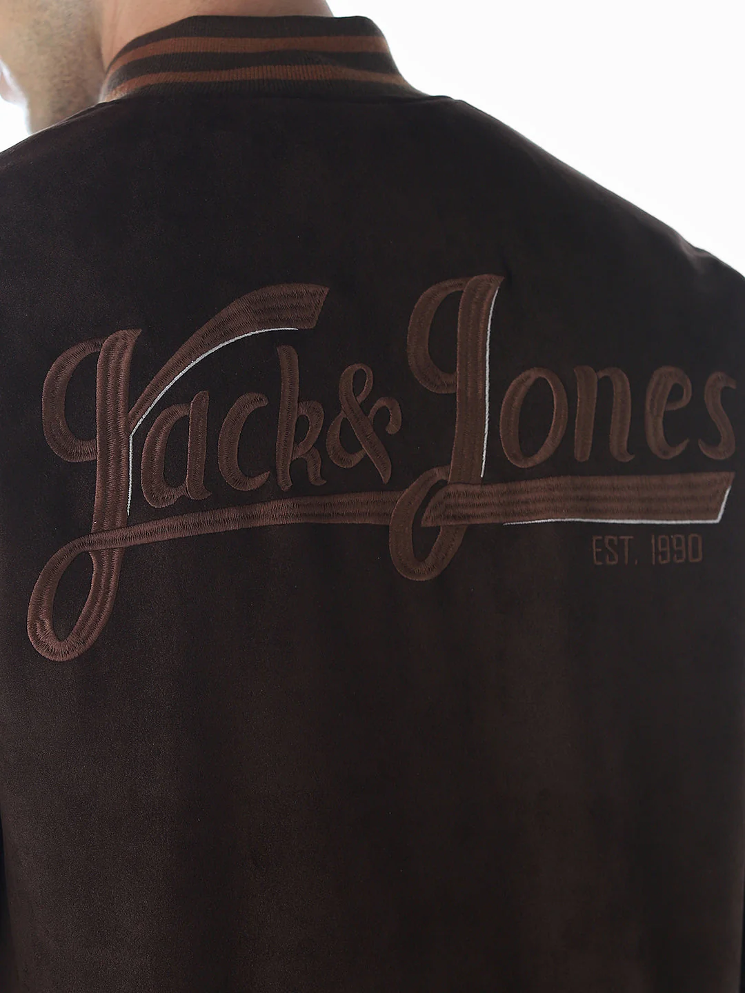 Dark Brown Rib Collar Bomber Jacket - Image 6