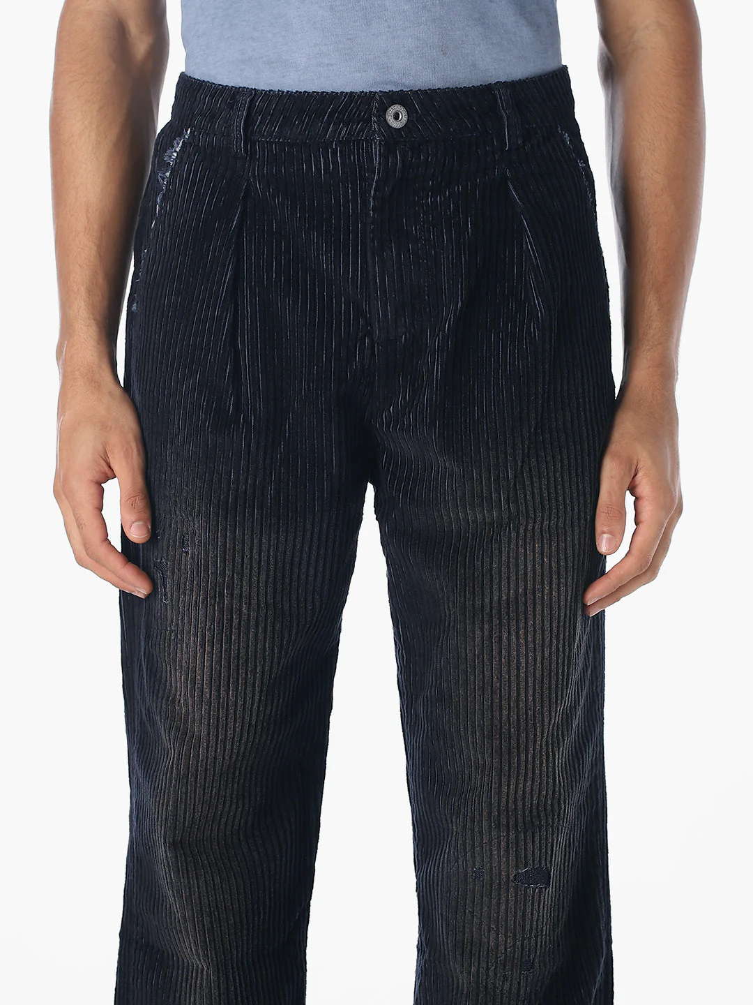 Dark Blue Dario Corduroy Loose Fit Jeans - Image 4
