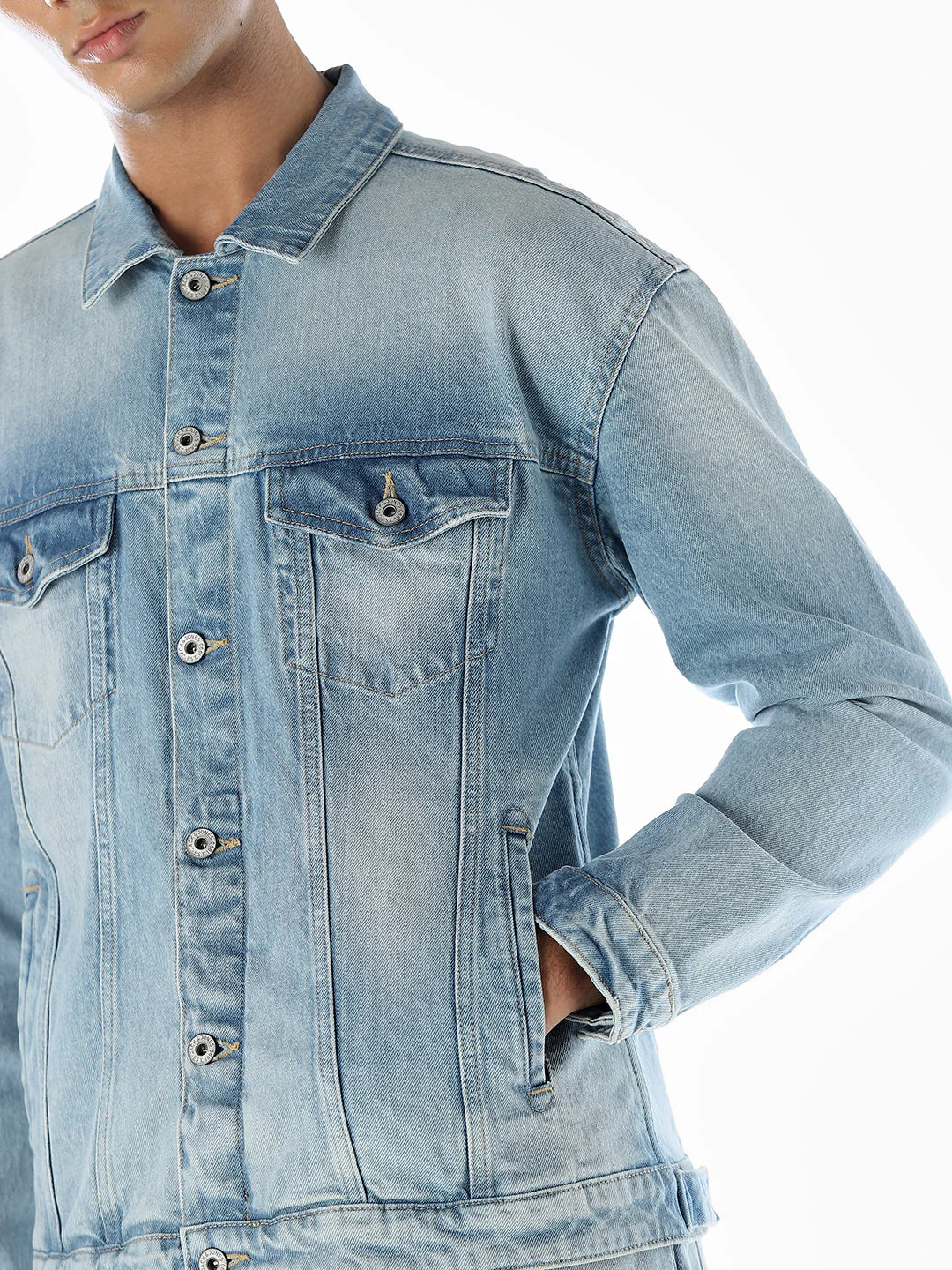Typographic Print Denim Jacket - Image 5