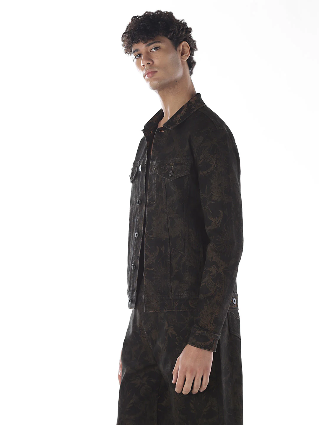 Printed Denim Jacket - Black - Image 3